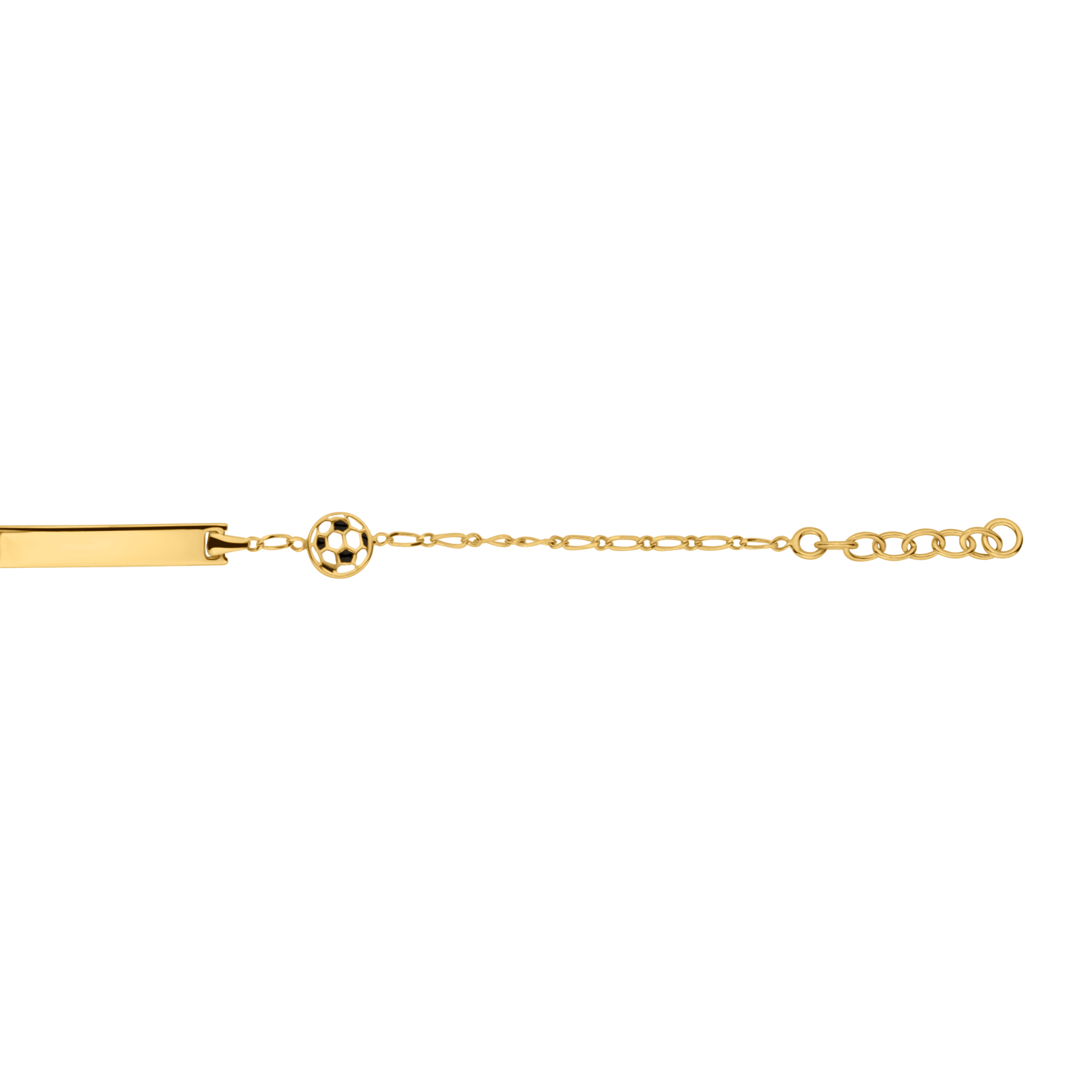 Bracelet Identité Plaqué Or Ballon Foot Email 6mm 14A16cm