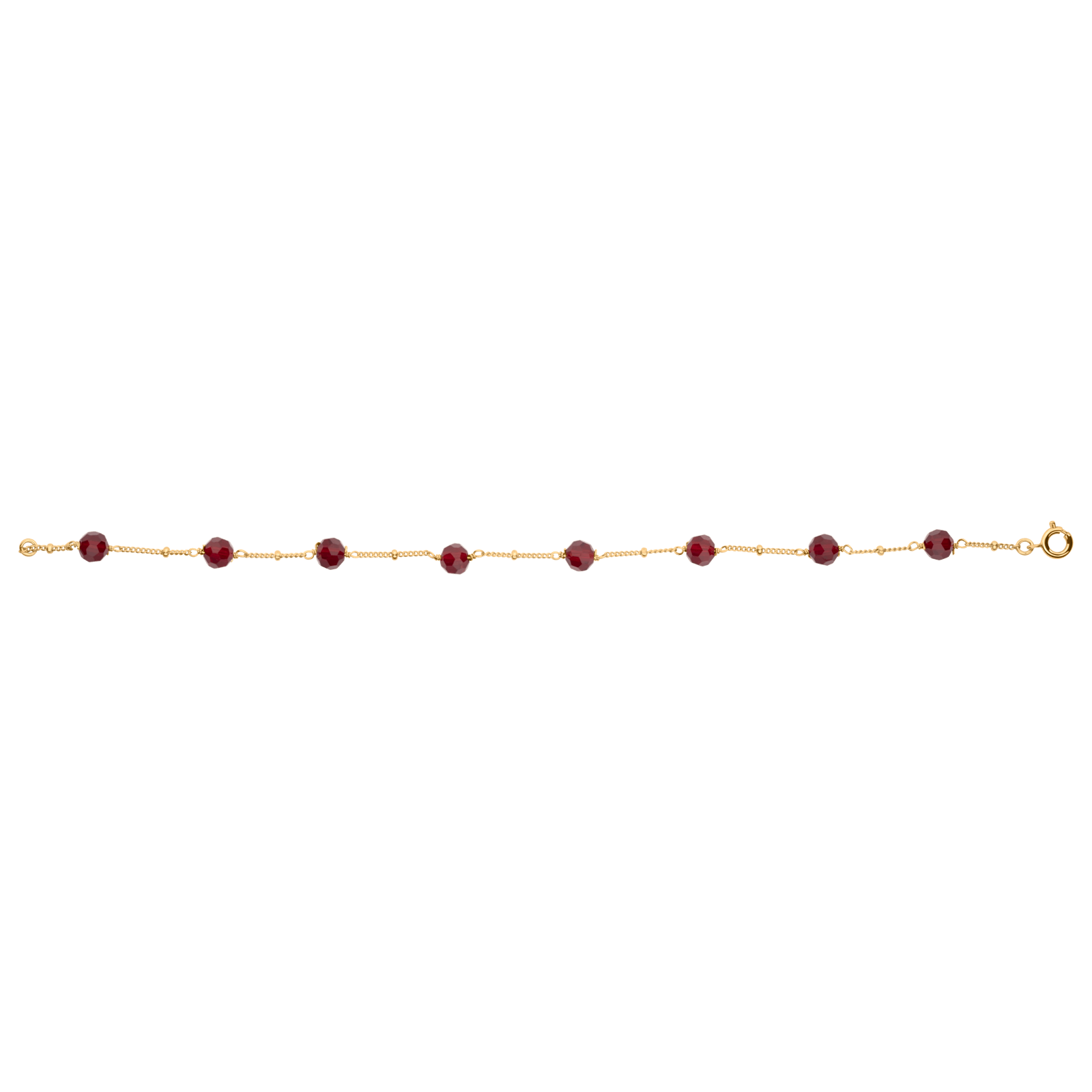Bracelet Plaqué Or 20cm Cristal Grenat 6mm