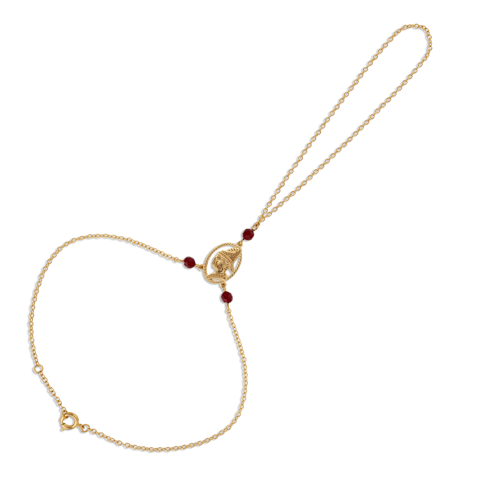Chaîne De Main Plaqué Or Cayennaise Cristal Grenat 20A22cm