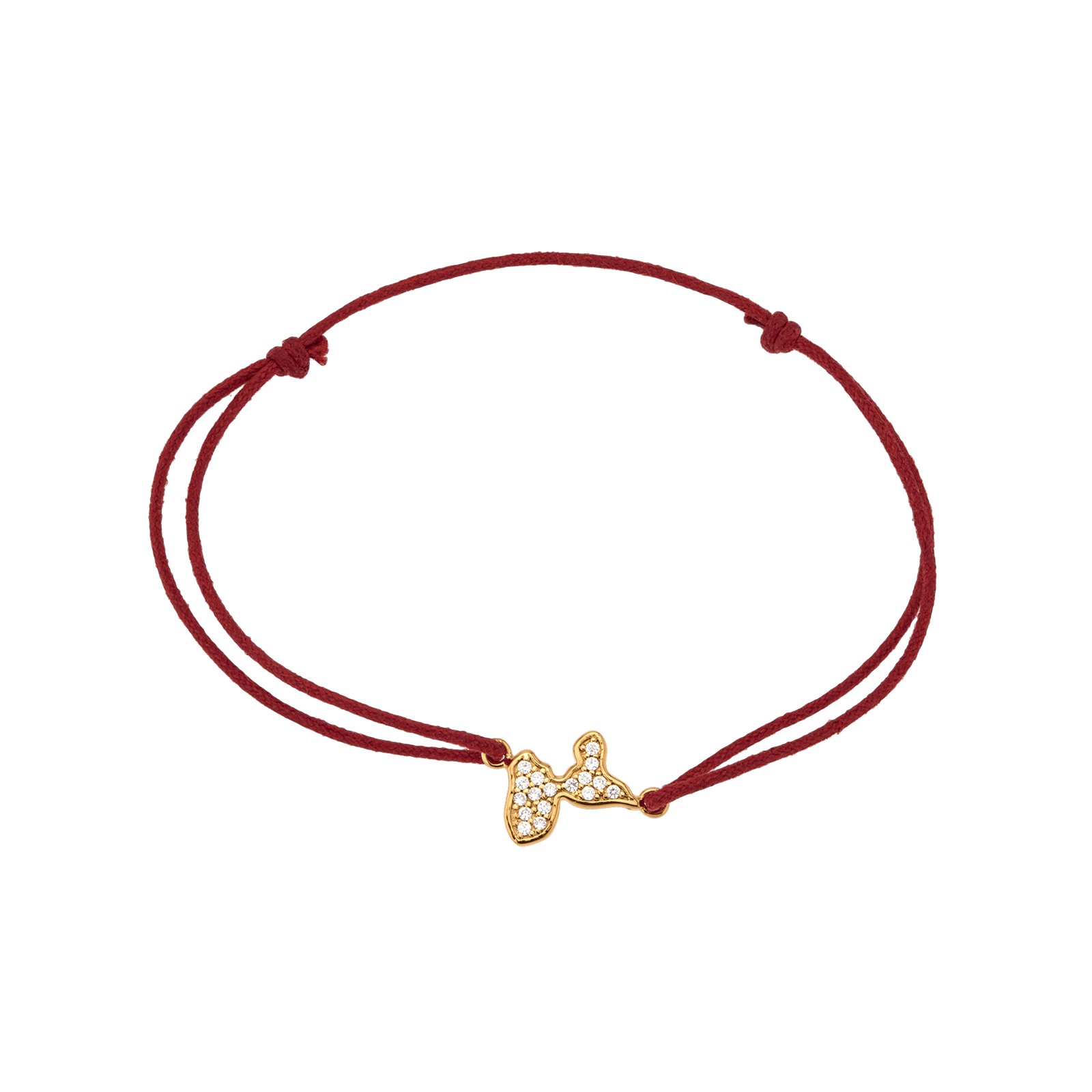 Bracelet Guadeloupe Plaqué Or Zirconium Cordon Rouge 18cm