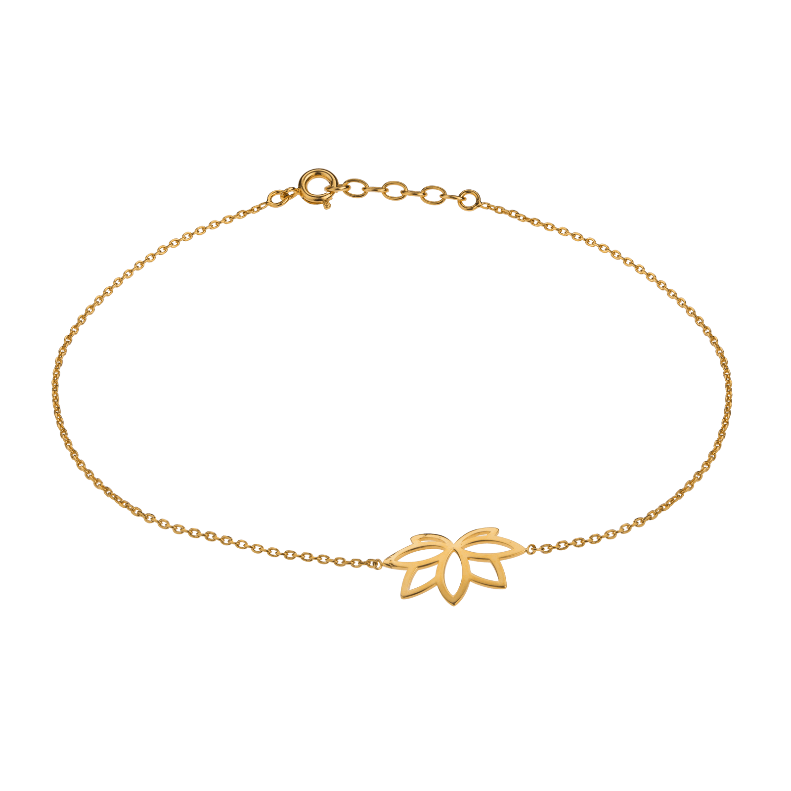 Bracelet Plaqué or Fleur de Lotus 17 plus 2 centimètres