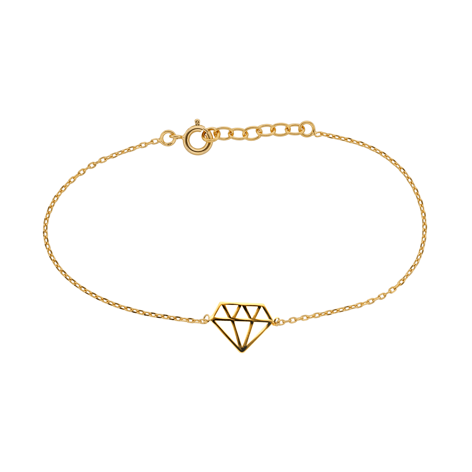 Bracelet  Forme Diamant 13*10mm 17A19cm Plaqué Or