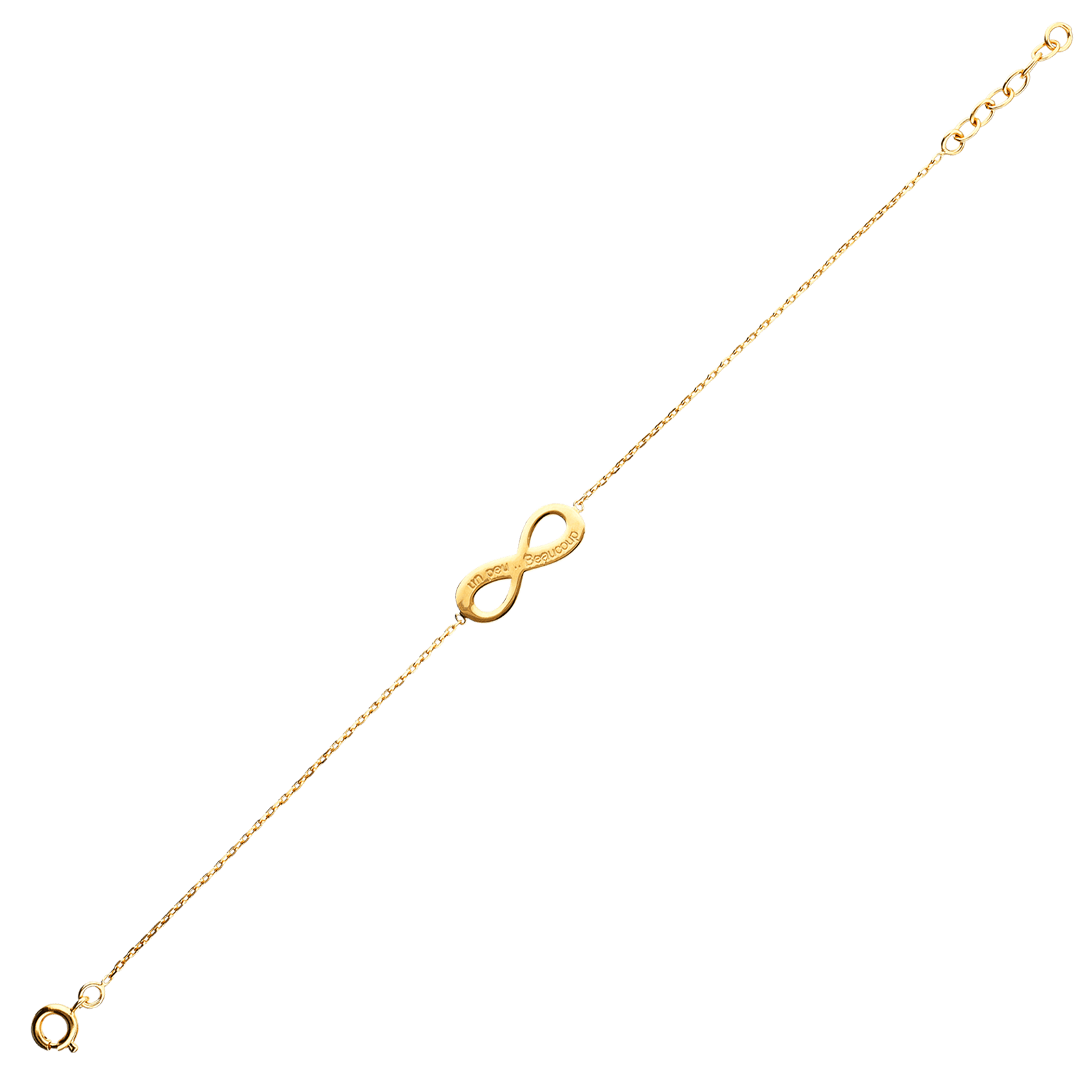 Bracelet Plaqué Or Infini 8*20mm Gravé Un Peu Beaucoup Chaîne 1.3mm 17A19cm