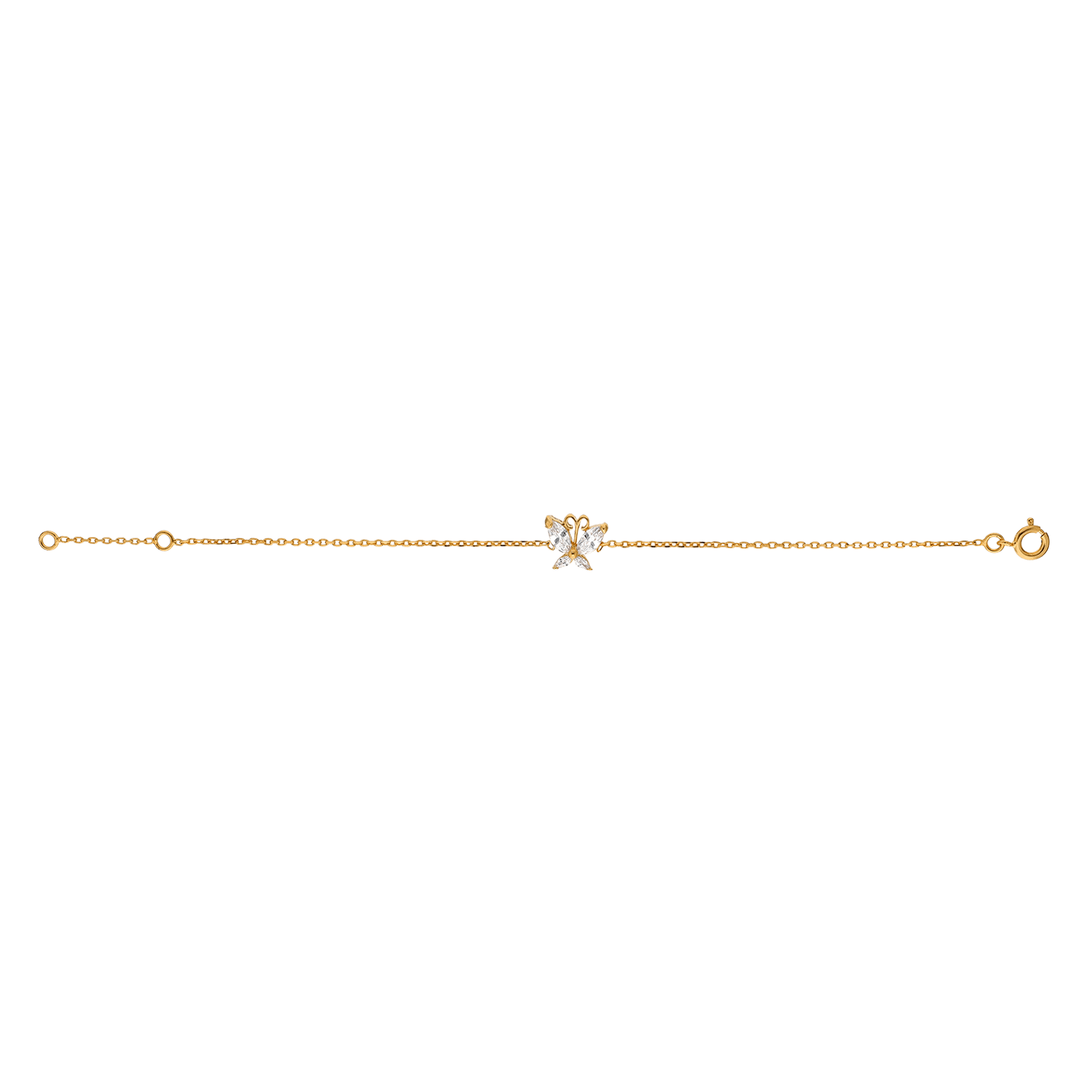 Bracelet 18 centimètres Plaqué or Papillon Oxyde de Zirconium