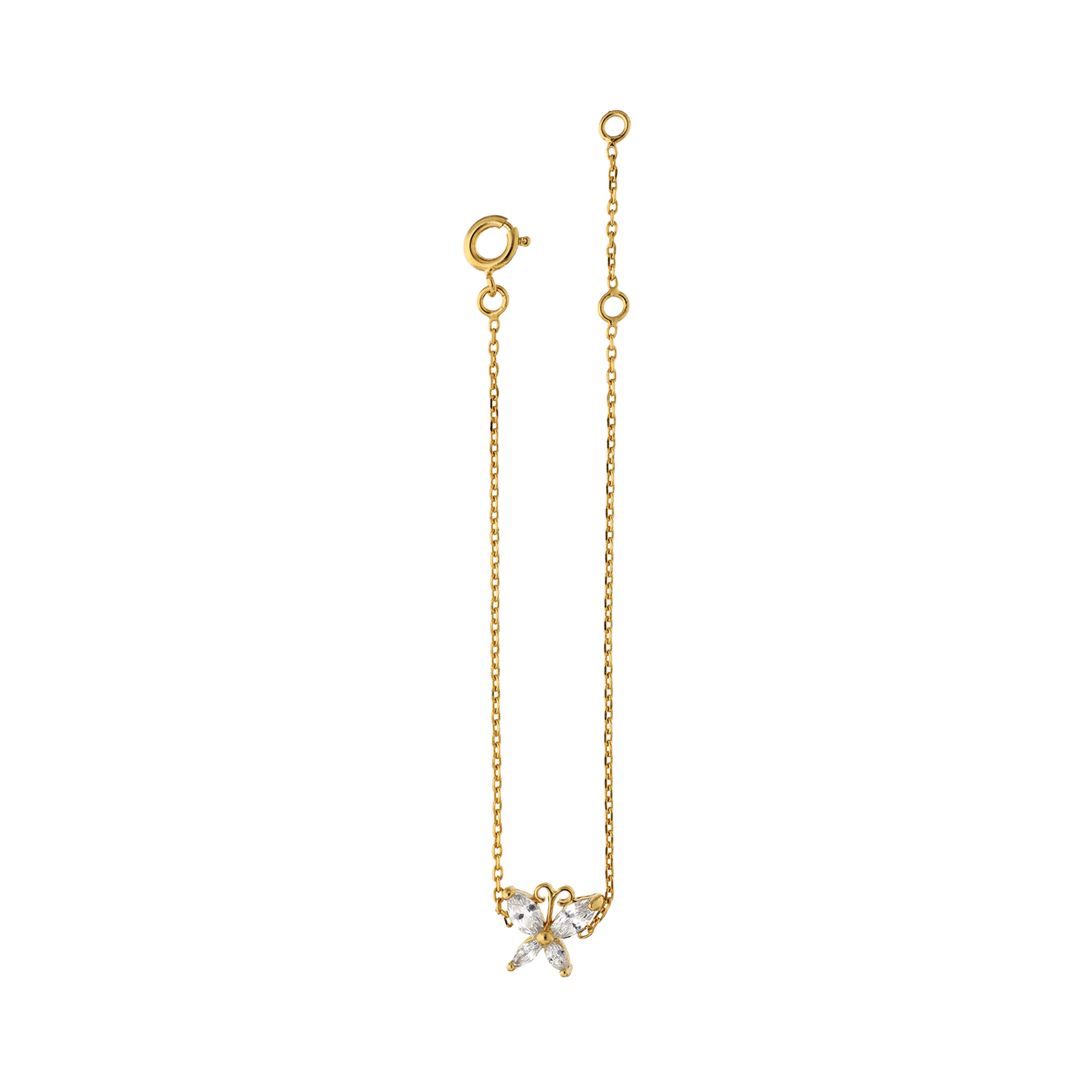 Bracelet 18 centimètres Plaqué or Papillon Oxyde de Zirconium