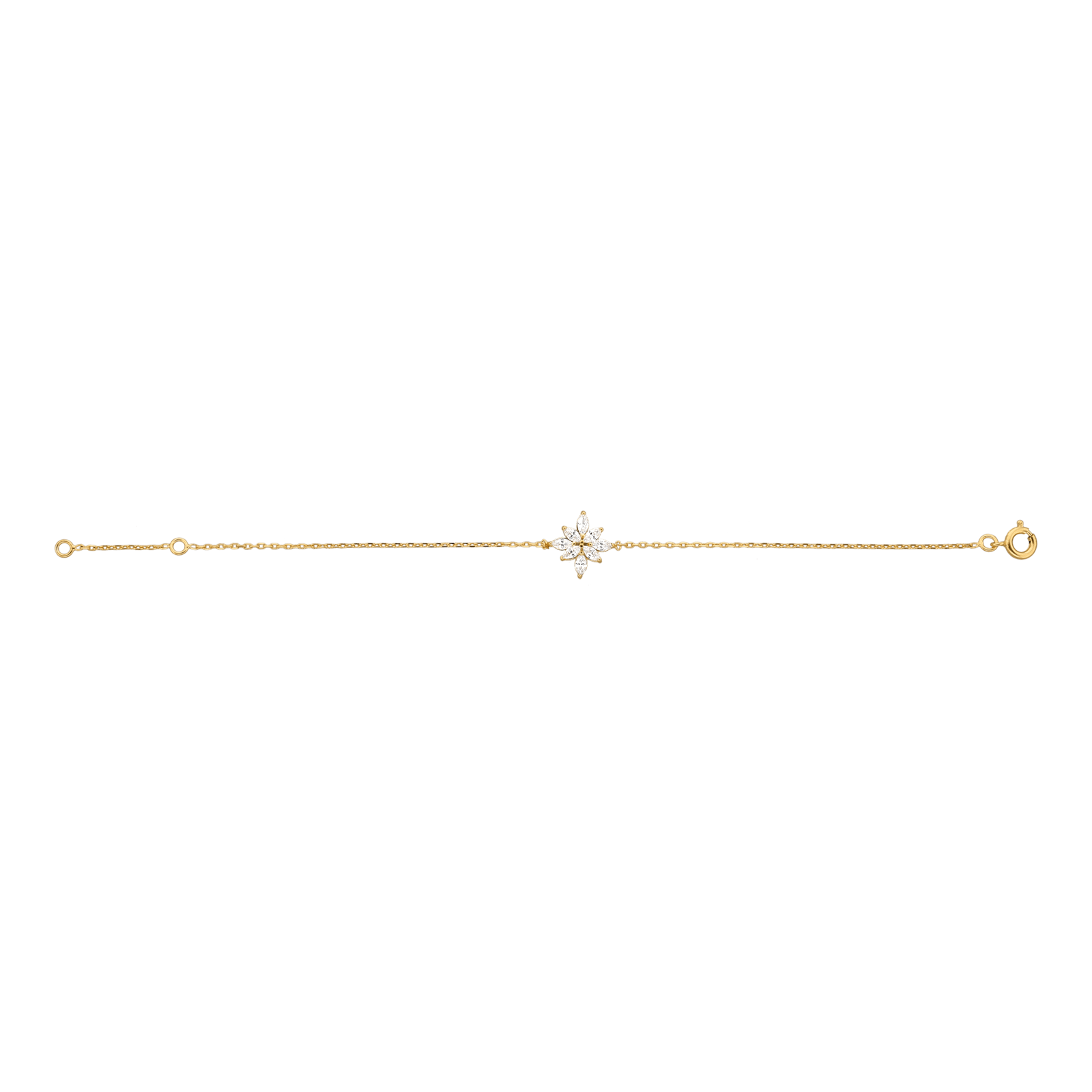 Bracelet 18cm Plaqué or fleur Oxyde de Zirconium