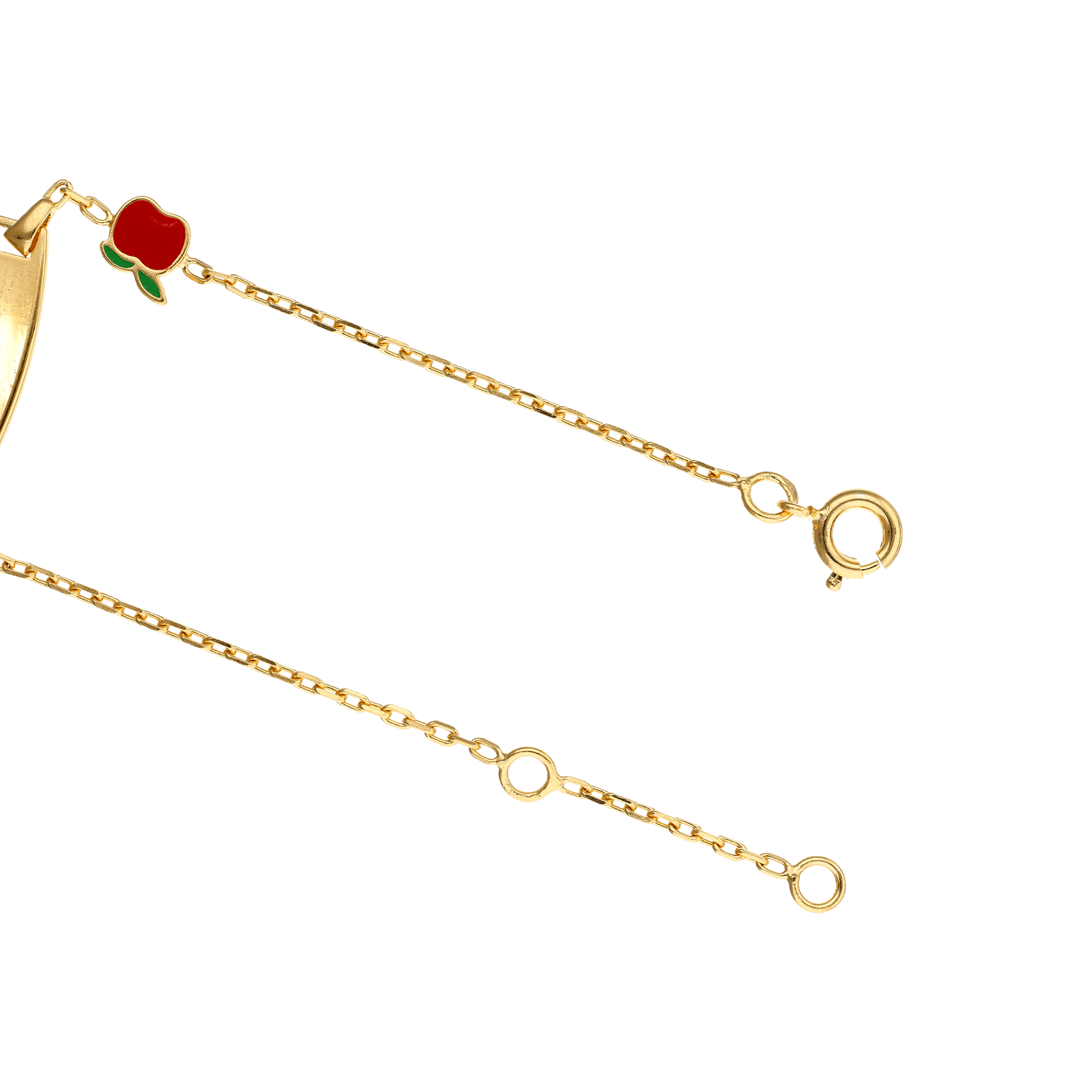 Bracelet Identité Bébé Plaqué or 15 centimètres plaque ovale pomme Émaillé