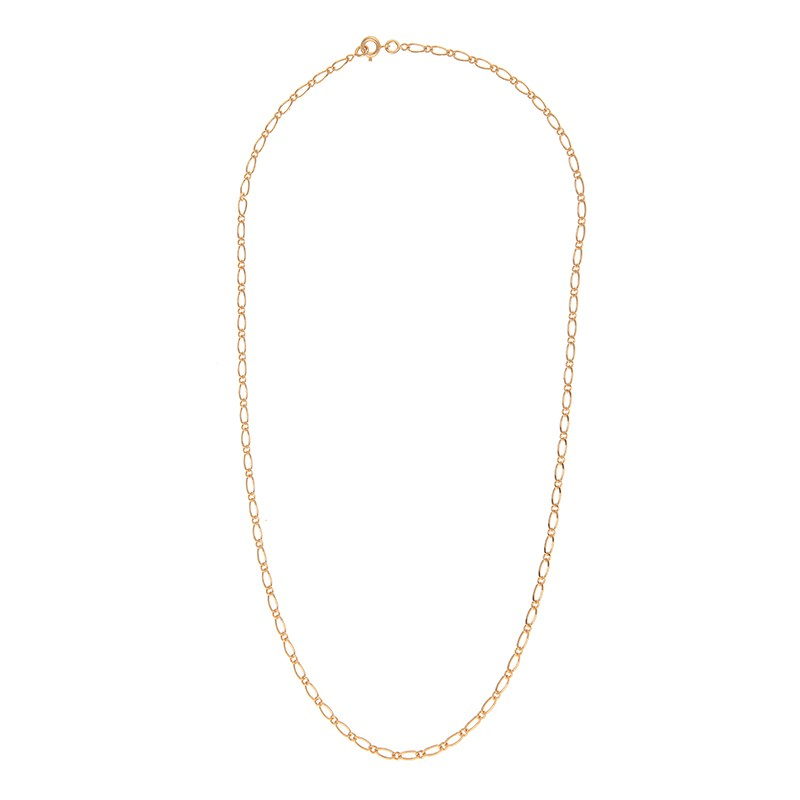 Collier Chaîne Plaqué Or Maille Cheval Alterné 2.5mm 50cm