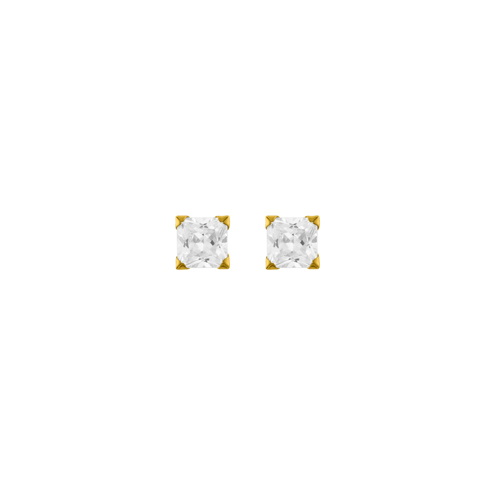 Boucles D'oreilles Or375 Zirconium Carré 5mm