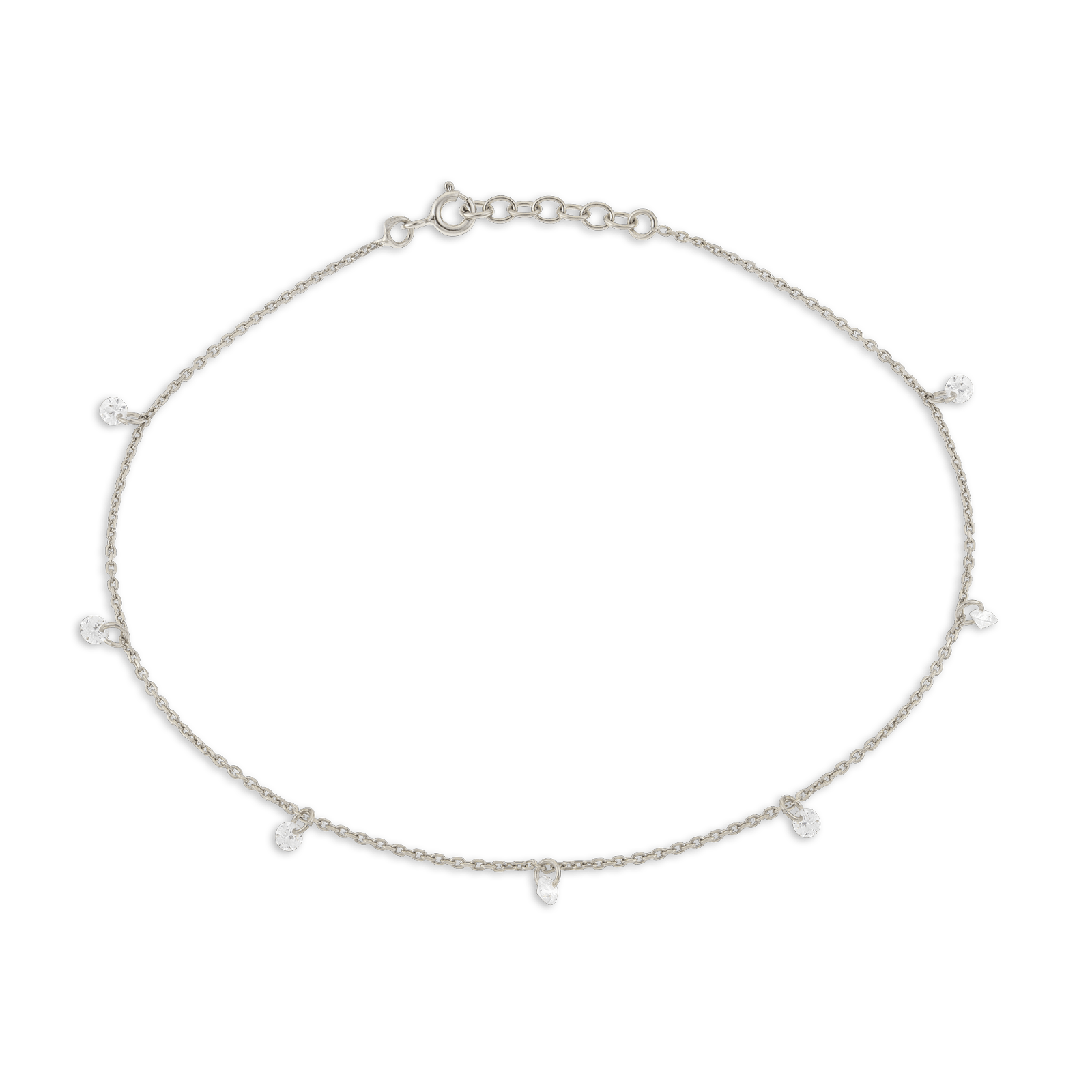 Chaîne Cheville Boules Argent925 Zirconium Blanc
