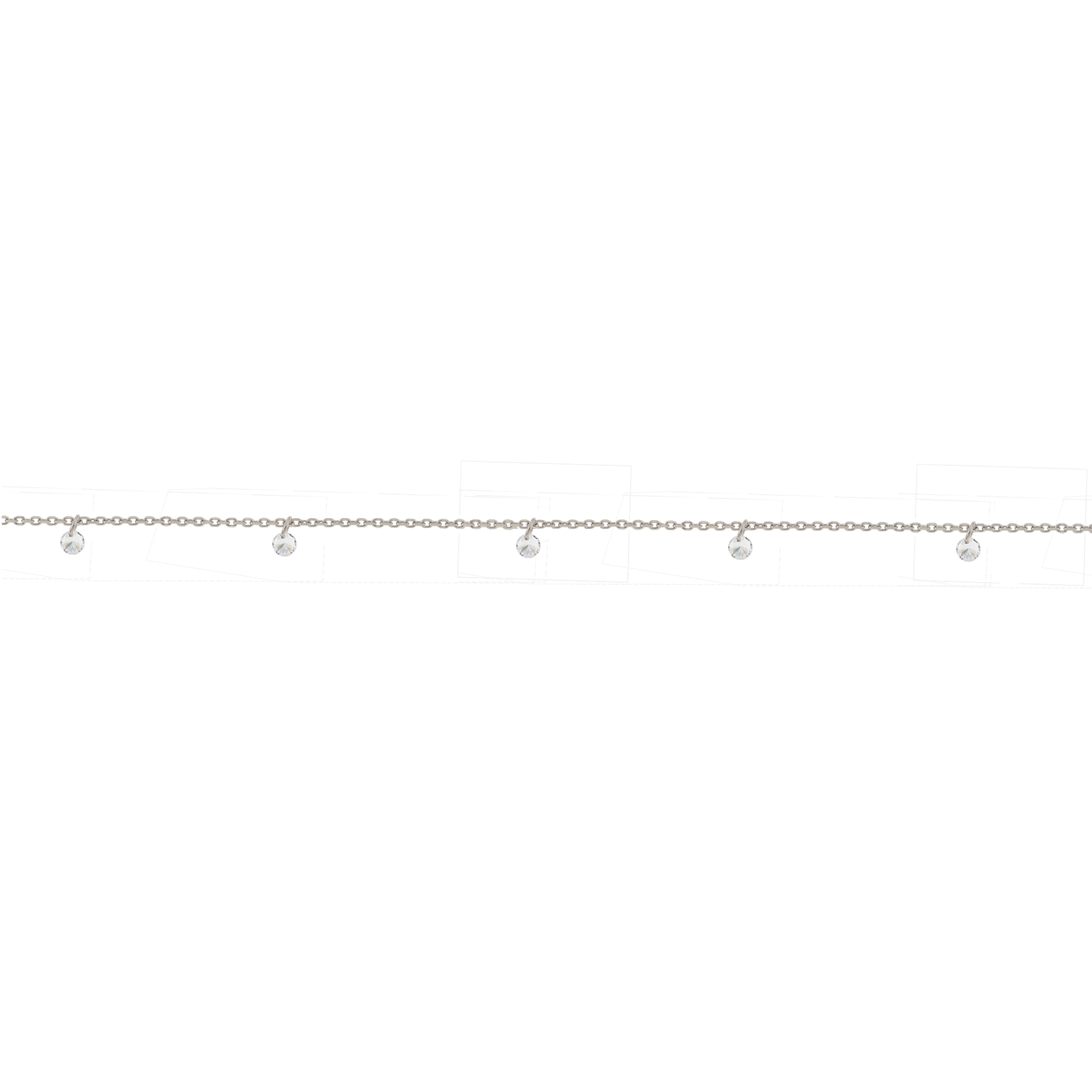 Chaîne Cheville Boules Argent925 Zirconium Blanc