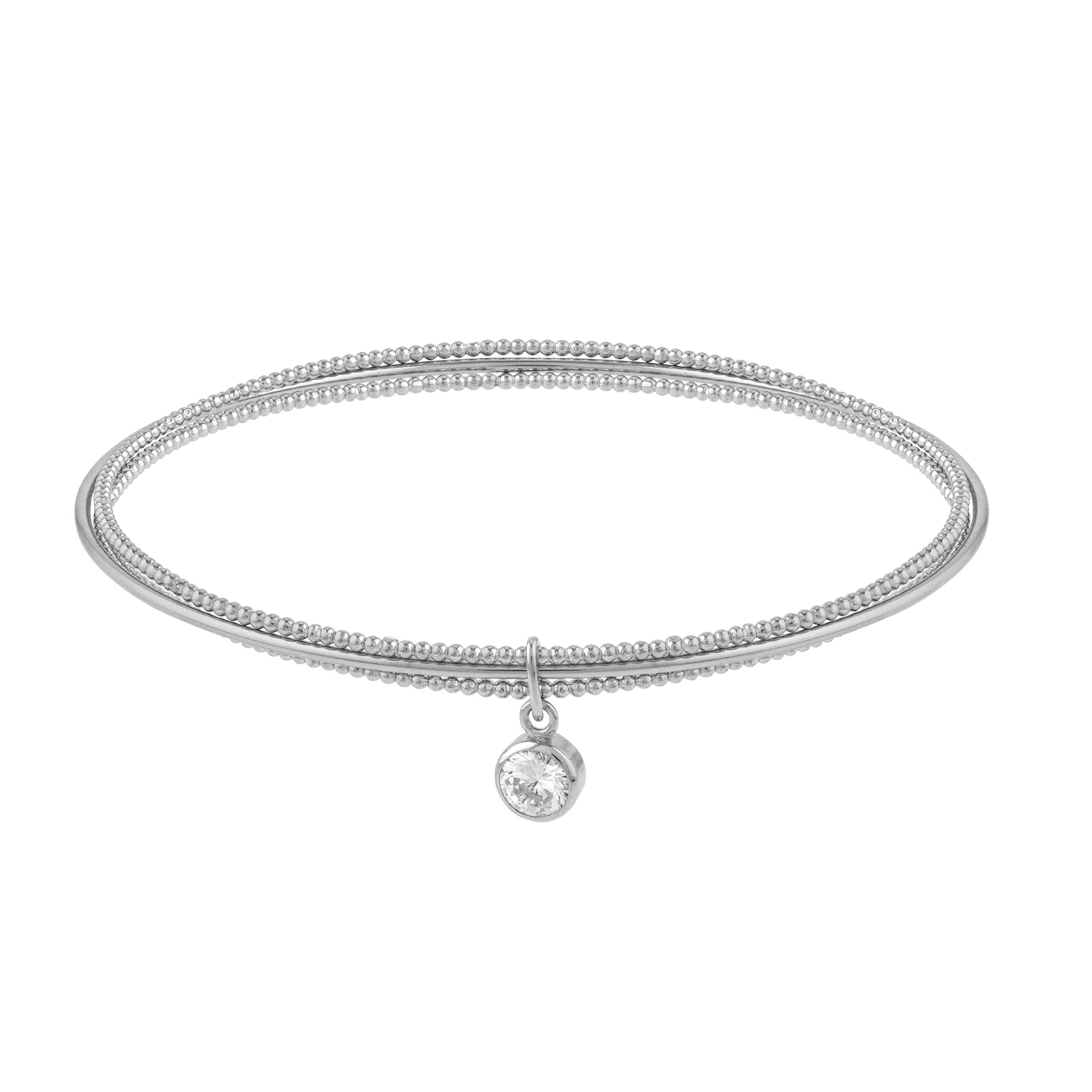 bracelet argent jonc triple pendentif oxyde de zirconium