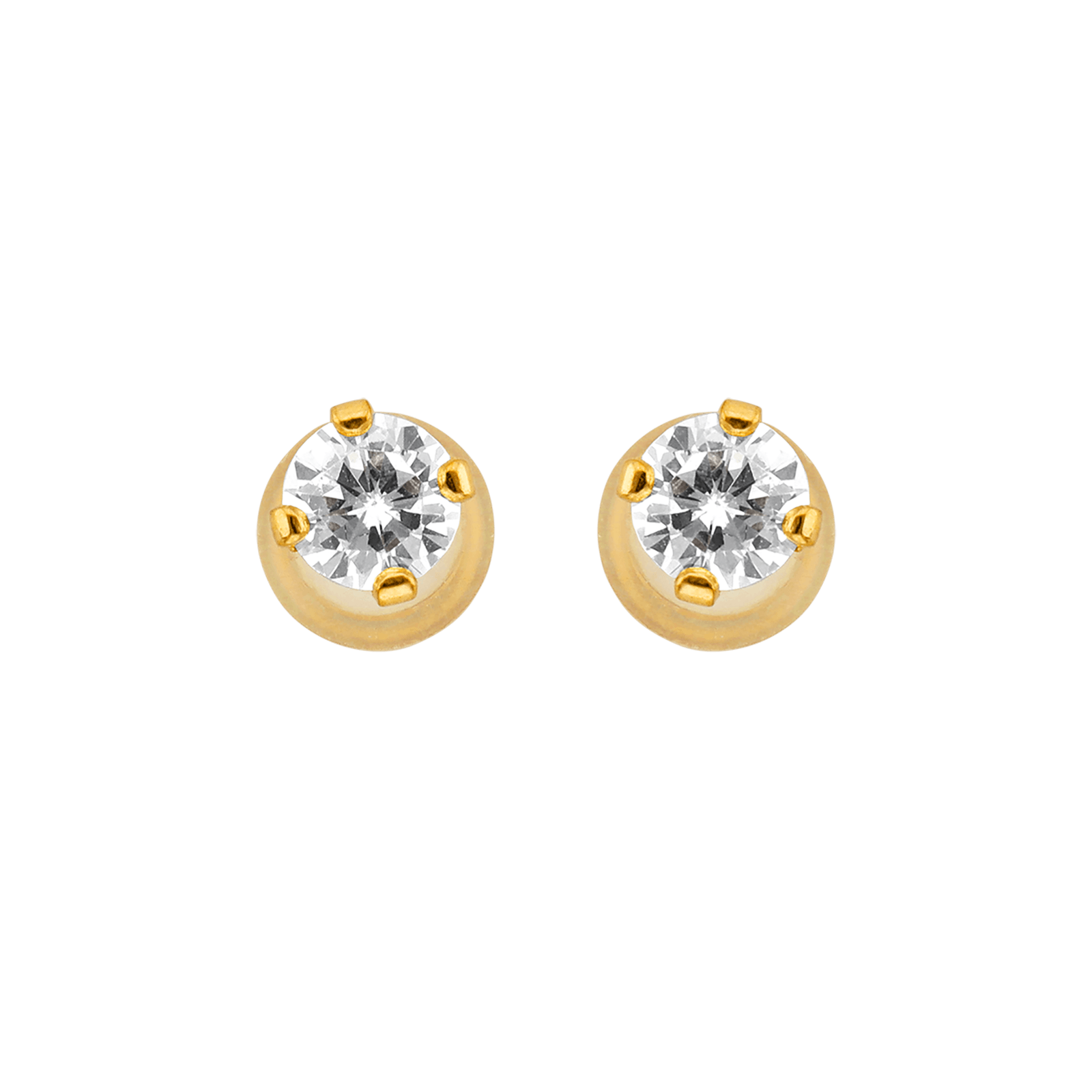 Boucles d'Oreilles puce Oxyde de Zirconium blanc quatre millimètres poussette silicone