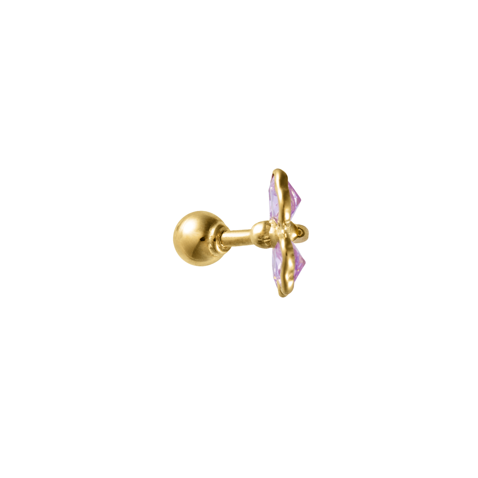 Piercing Nombril 23mm Tige 1.1mm Boule4mm Fleur 6mm Or375
