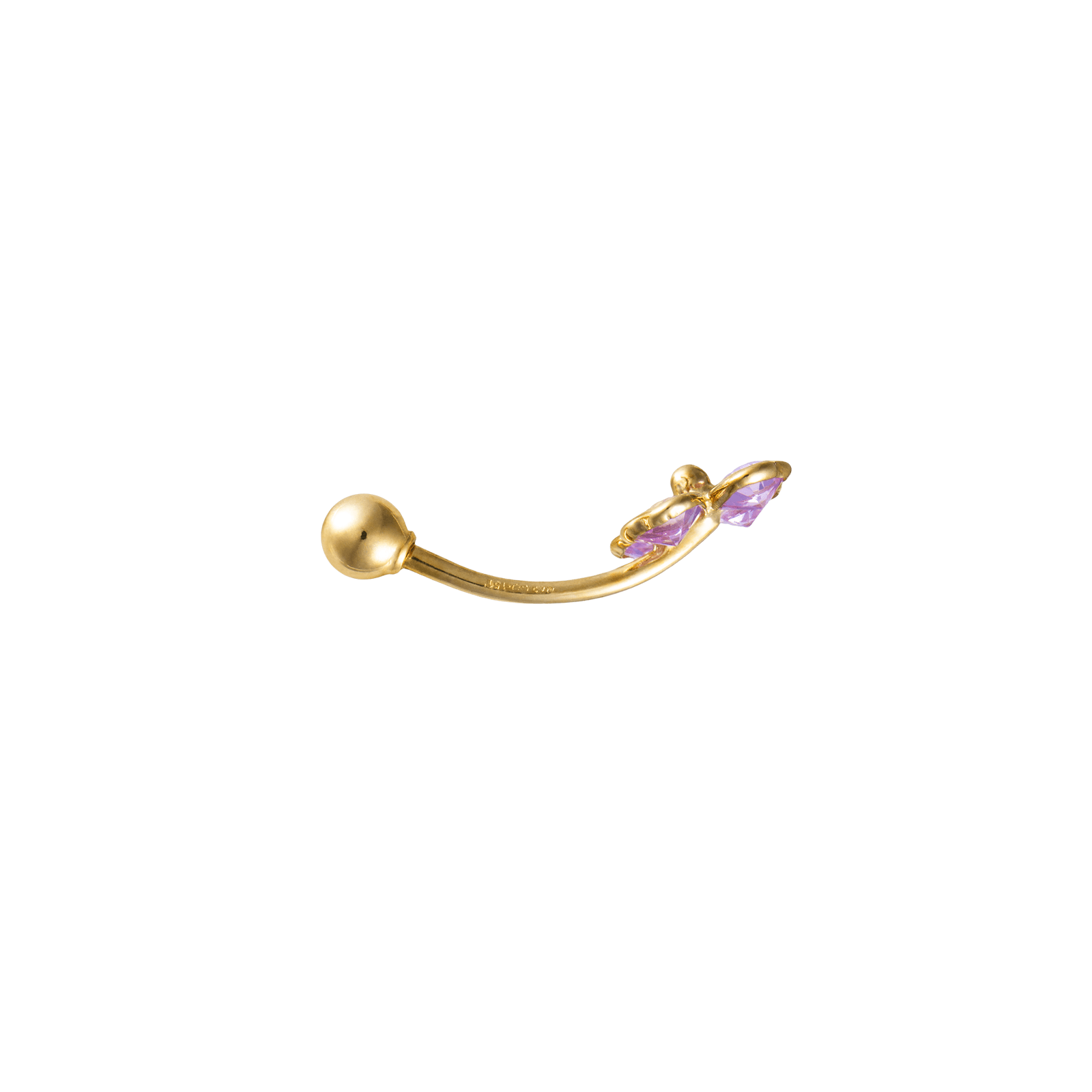 Piercing Nombril 23mm Tige 1.1mm Boule4mm Fleur 6mm Or375