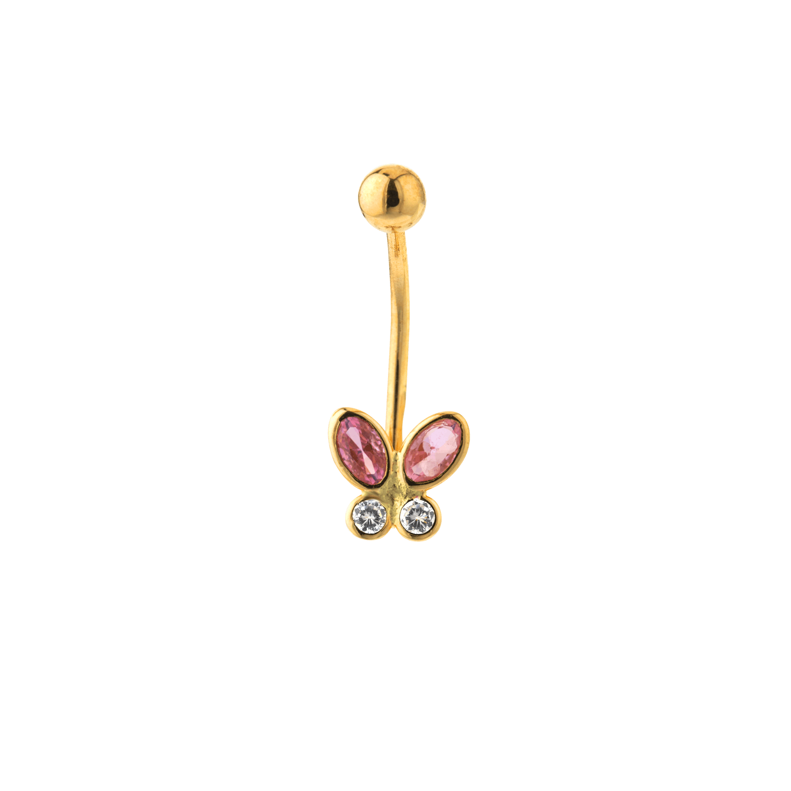 Piercing Nombril Or375 23mm Tige 1.2mm Papillon Zirconium