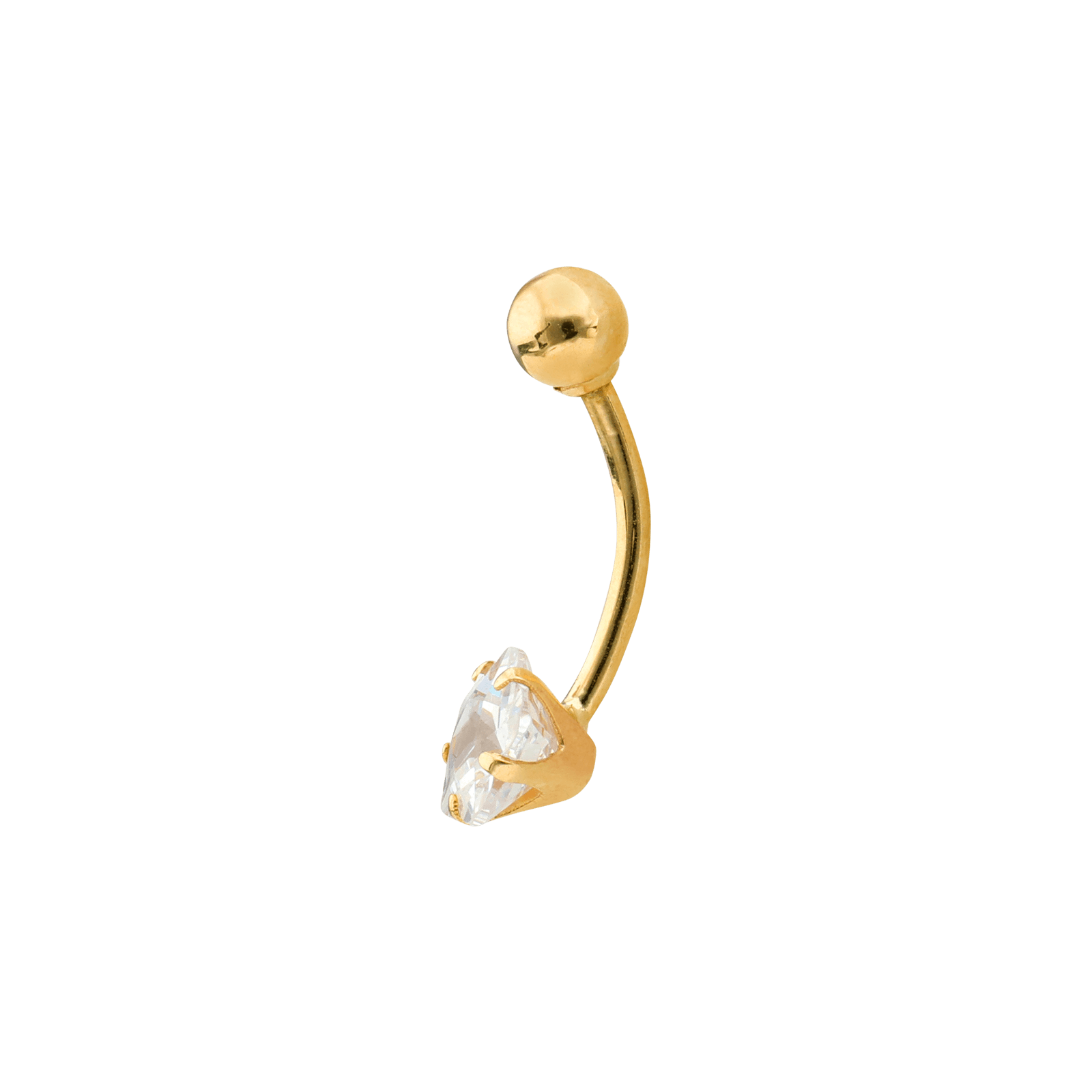 Piercing Nombril 19mm Tige 1.1mm Boule 4mm Fleur 6mm Or375