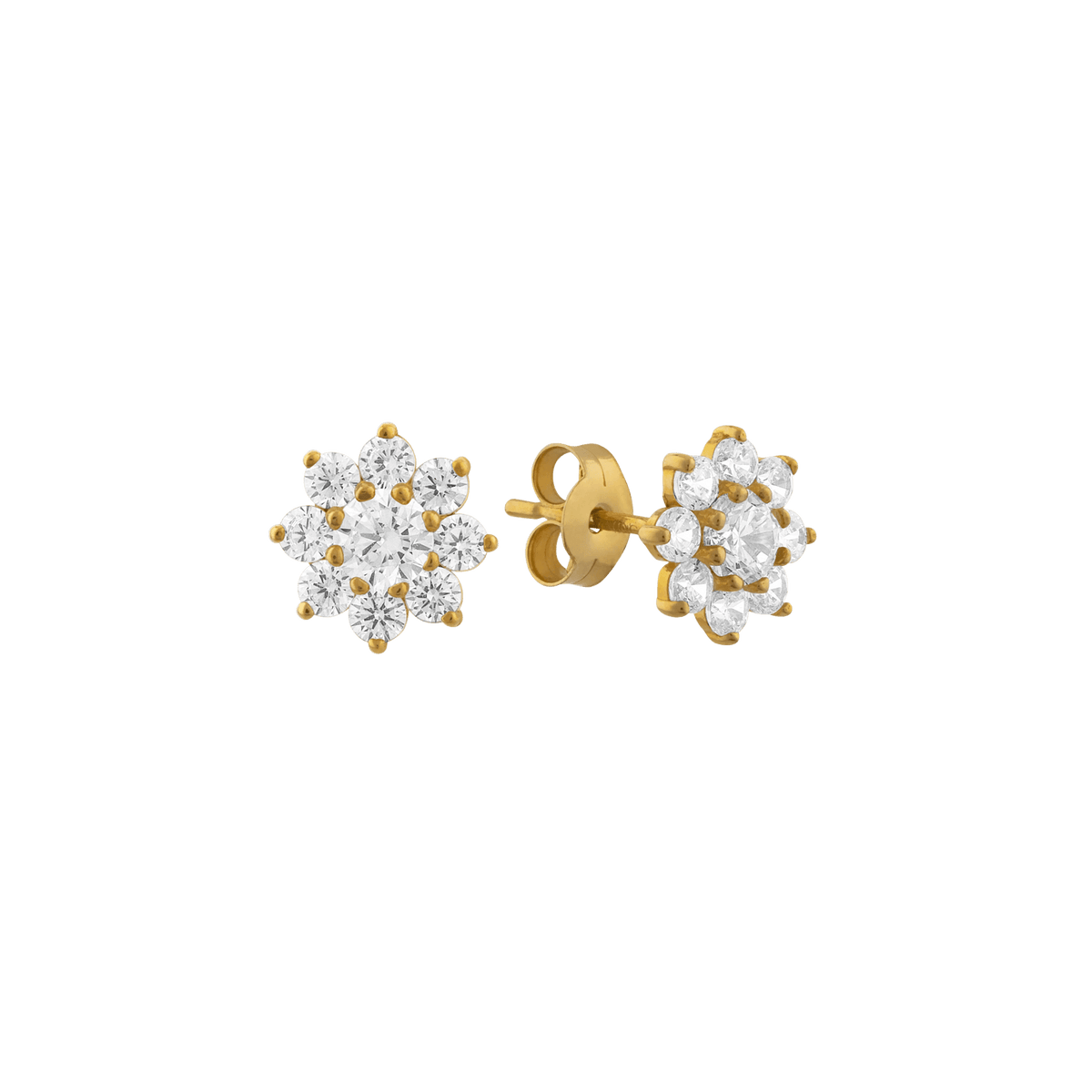 Boucles D'oreilles Fleur Zirconium 8mm Or 750