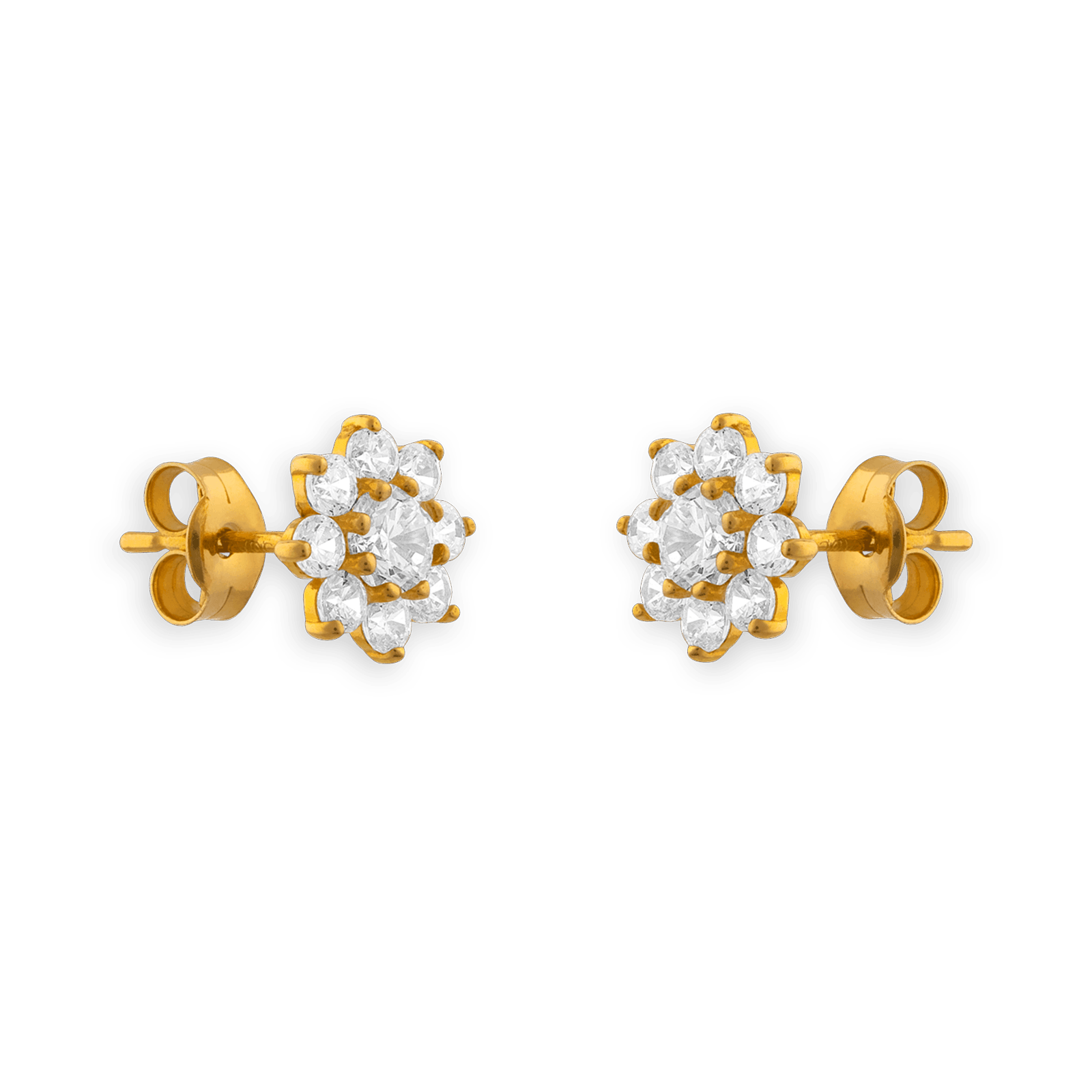 Boucles D'oreilles Fleur Zirconium 8mm Or750