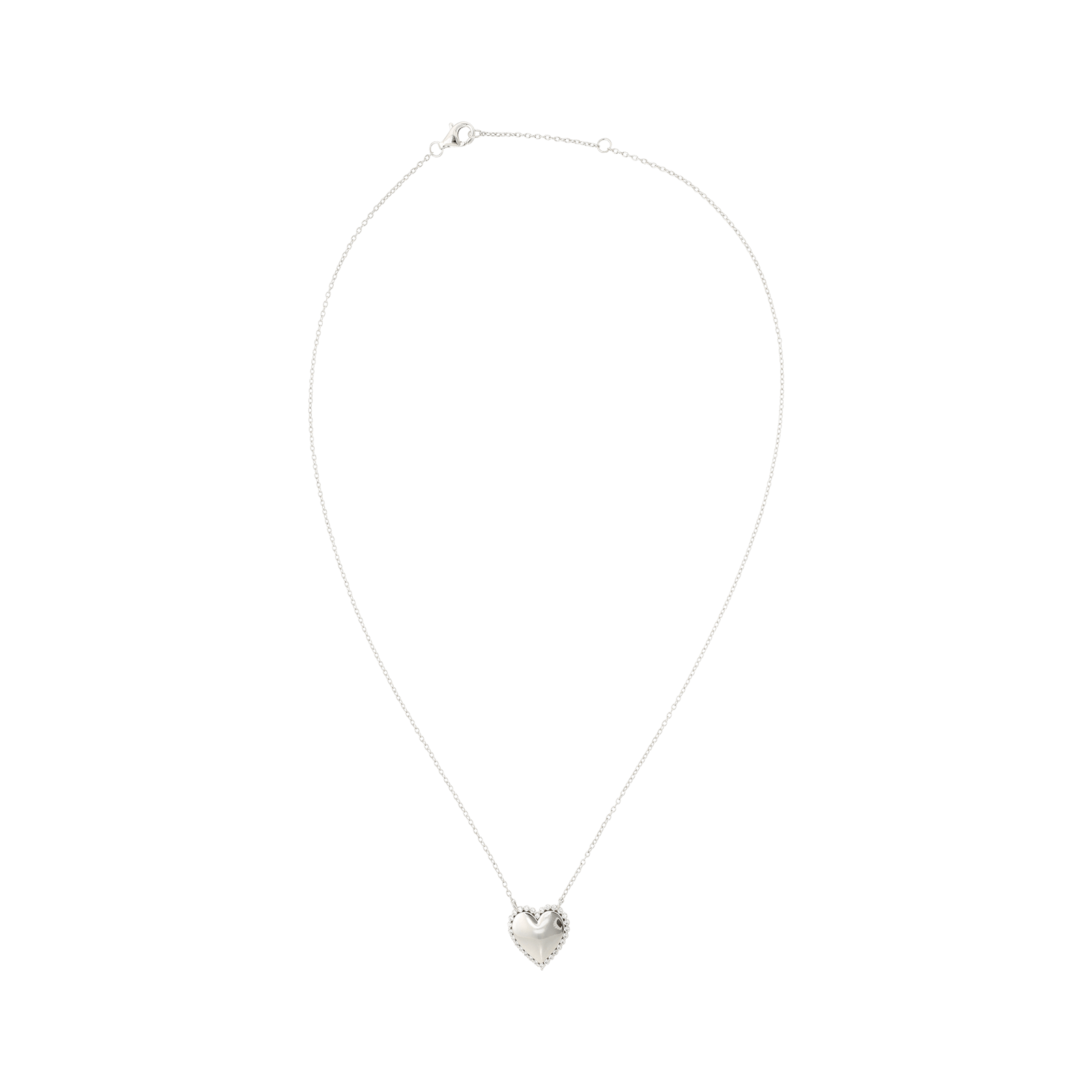 Collier Argent Rond coeur Lisse Entourage Oxydes blancs