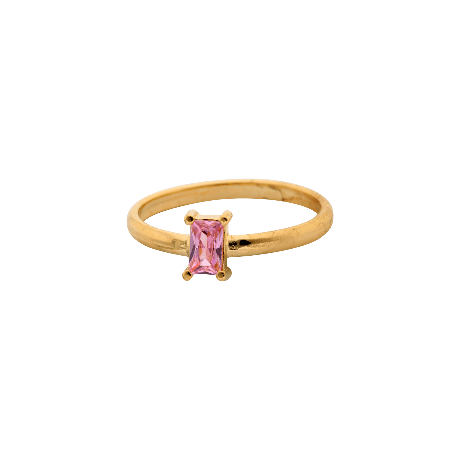 Bague Plaqué or Zirconia Cubique rectangle Oxyde de Zirconium Rose