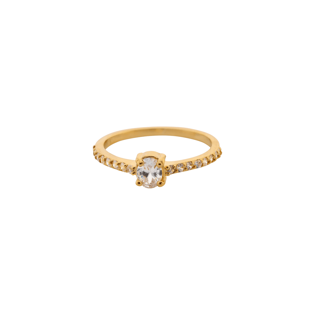 Bague plaqué or demi pavée oxyde de zirconium blanc — taille 54