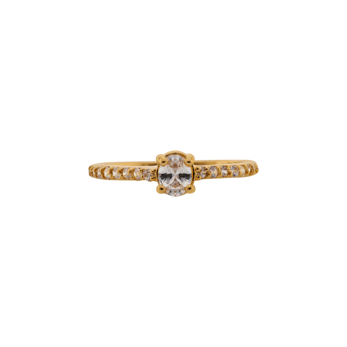 Bague plaqué or demi pavée oxyde de zirconium blanc — taille 54