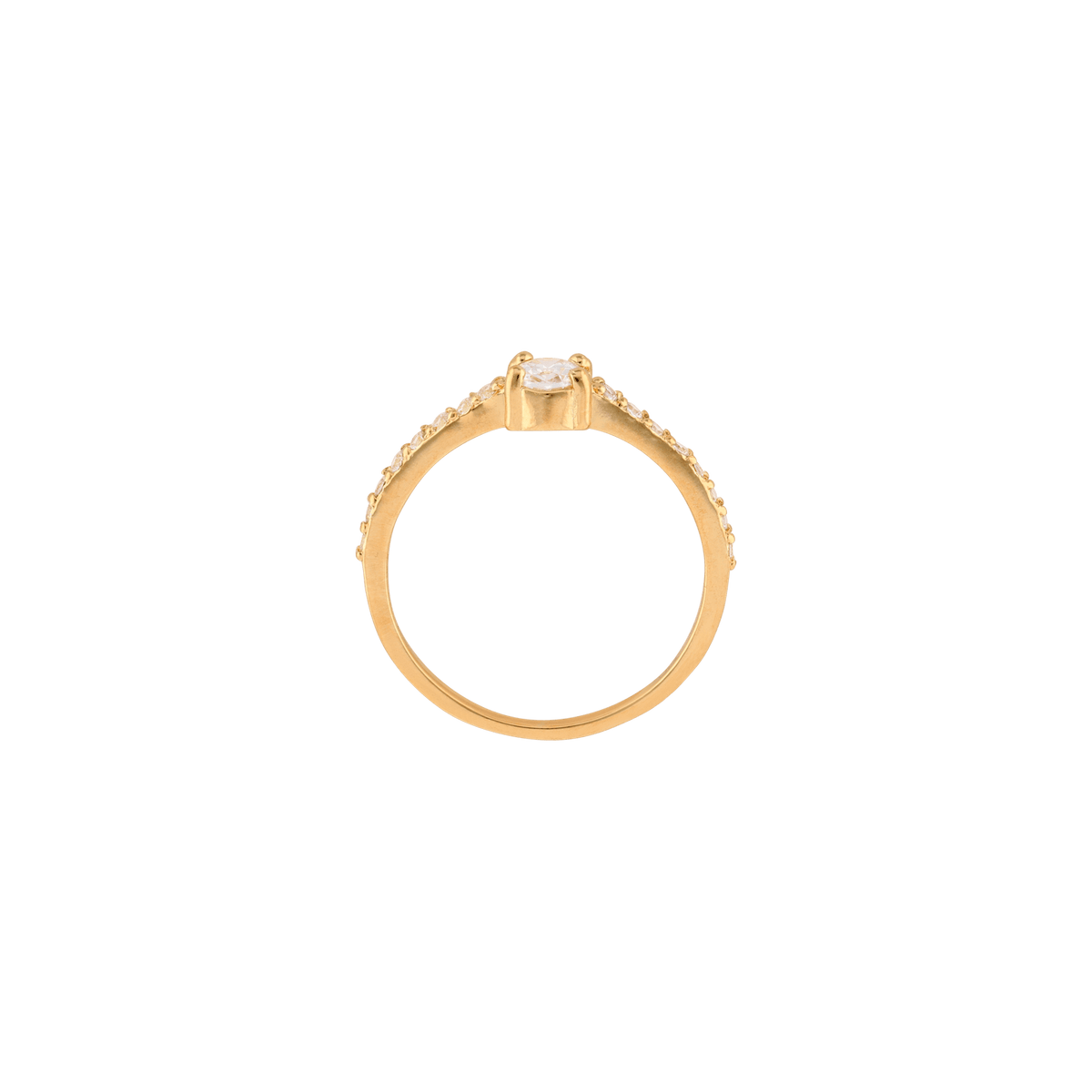 Bague plaqué or demi pavée oxyde de zirconium blanc — taille 54