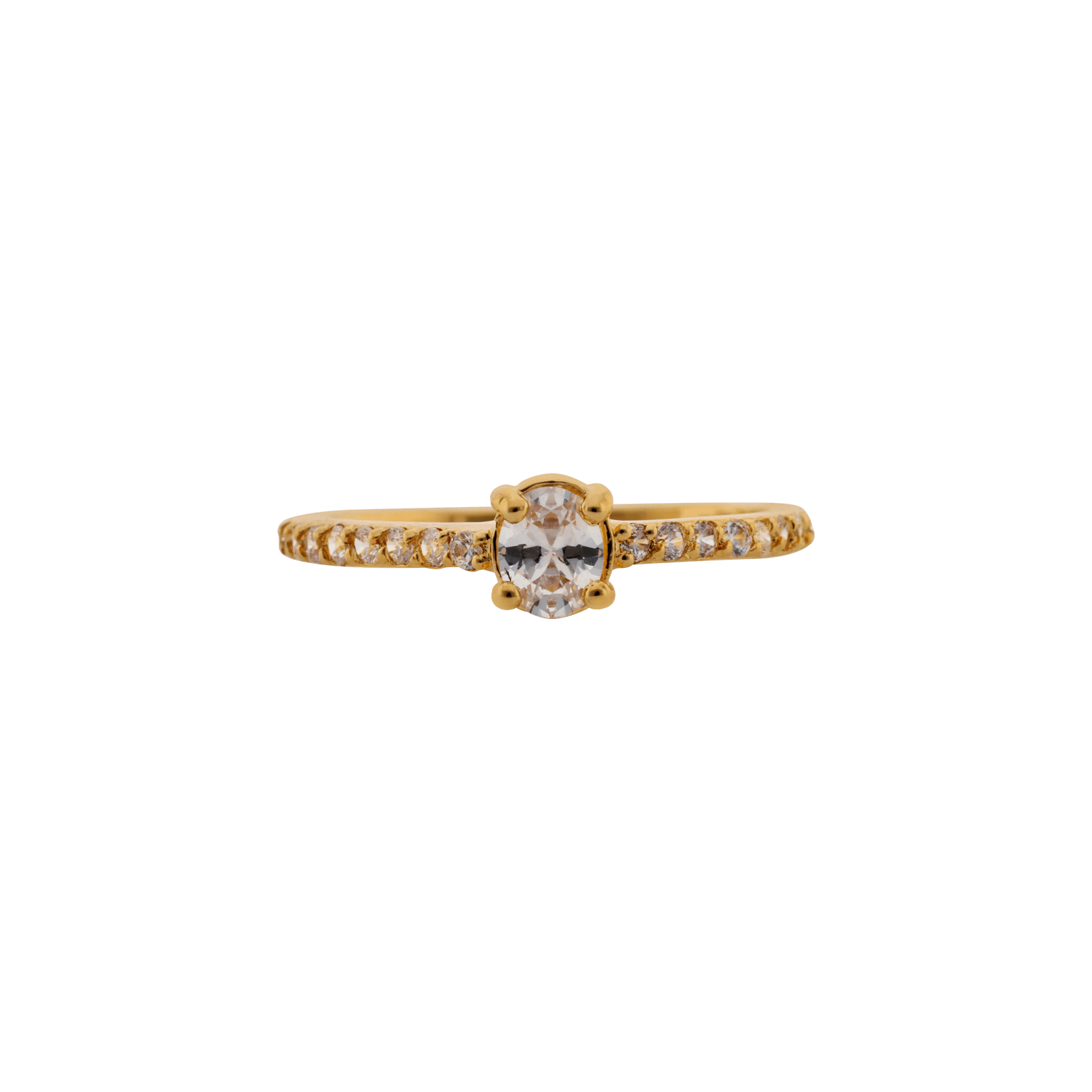 Bague plaqué or demi pavée zirconium