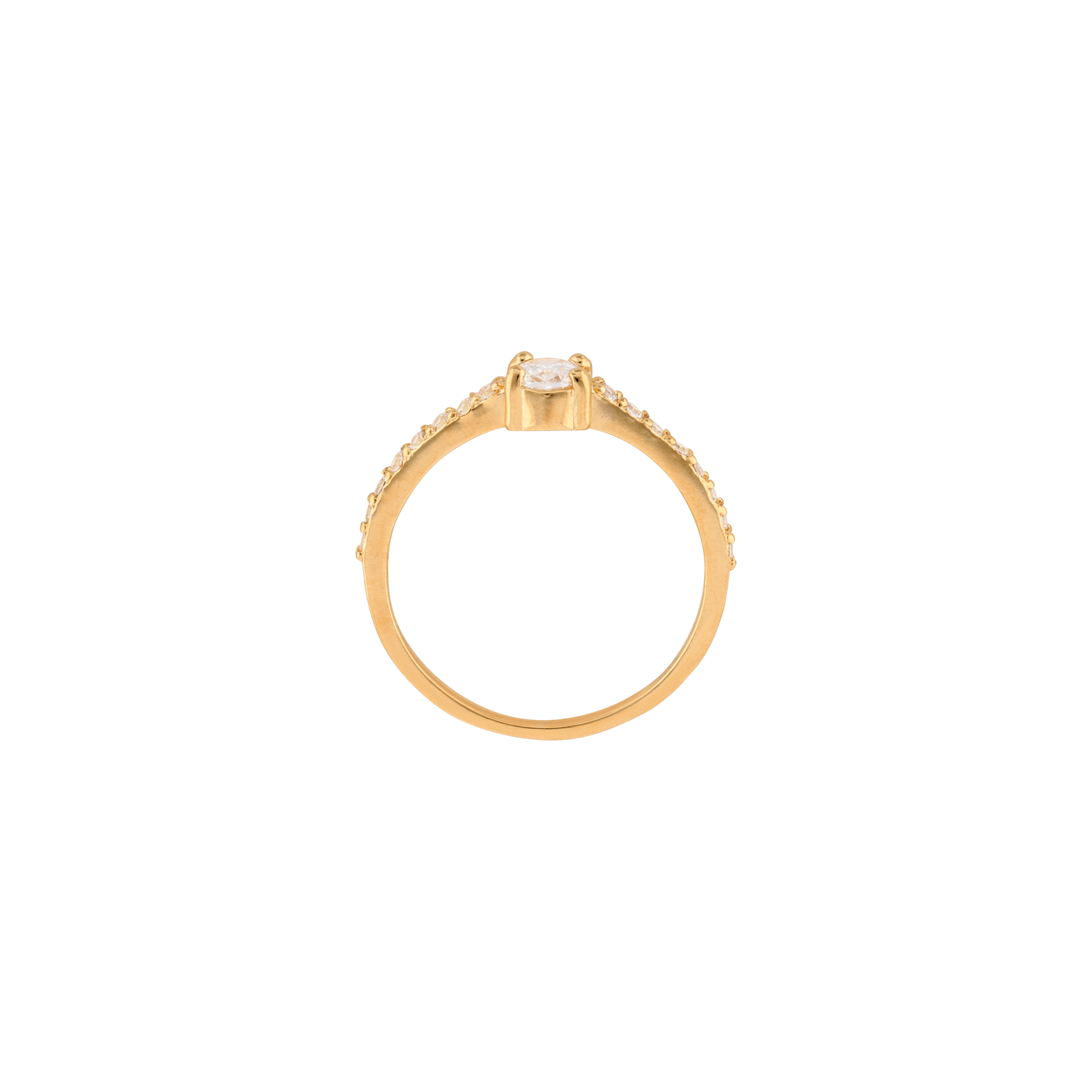 Bague plaqué or demi pavée zirconium