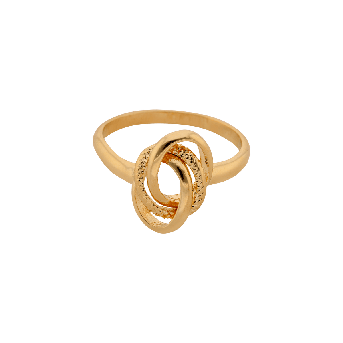 Bague plaqué or - Nœud antillais lisse et godronné — taille 54
