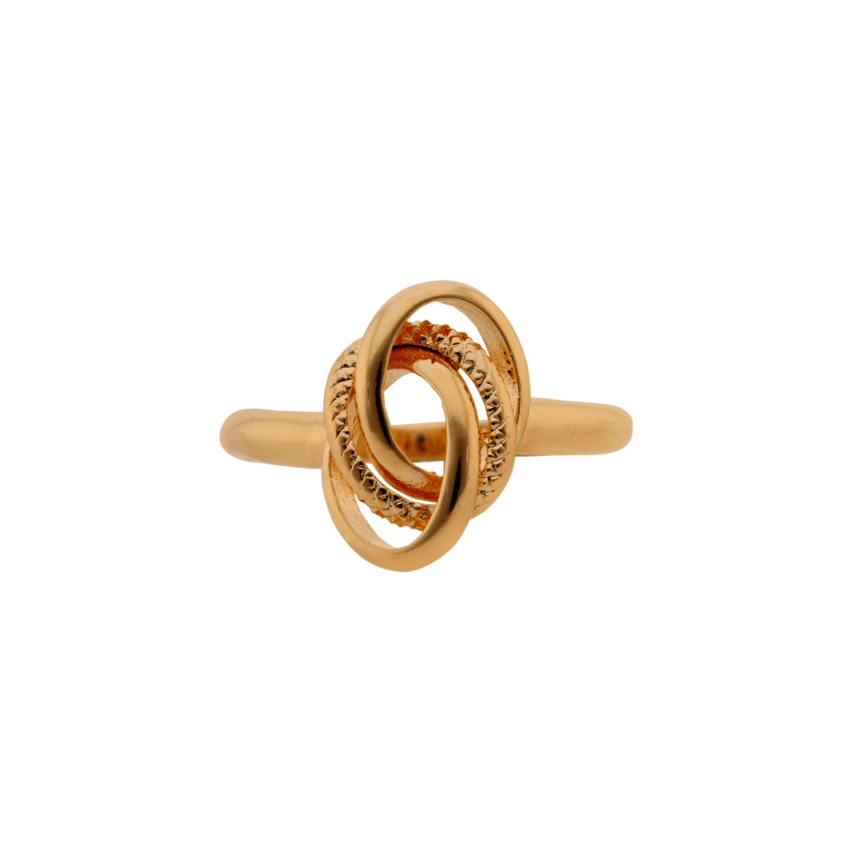 Bague plaqué or - Nœud antillais lisse et godronné — taille 54