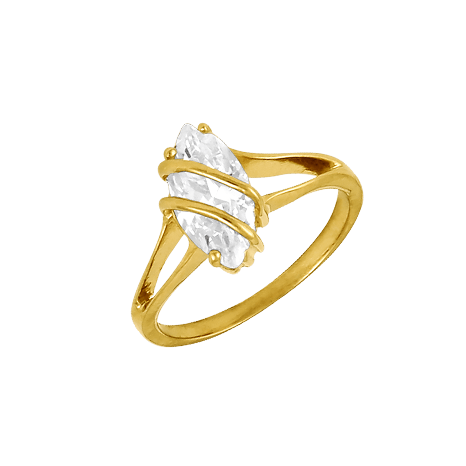 Bague Plaqué Or Zirconium Navette