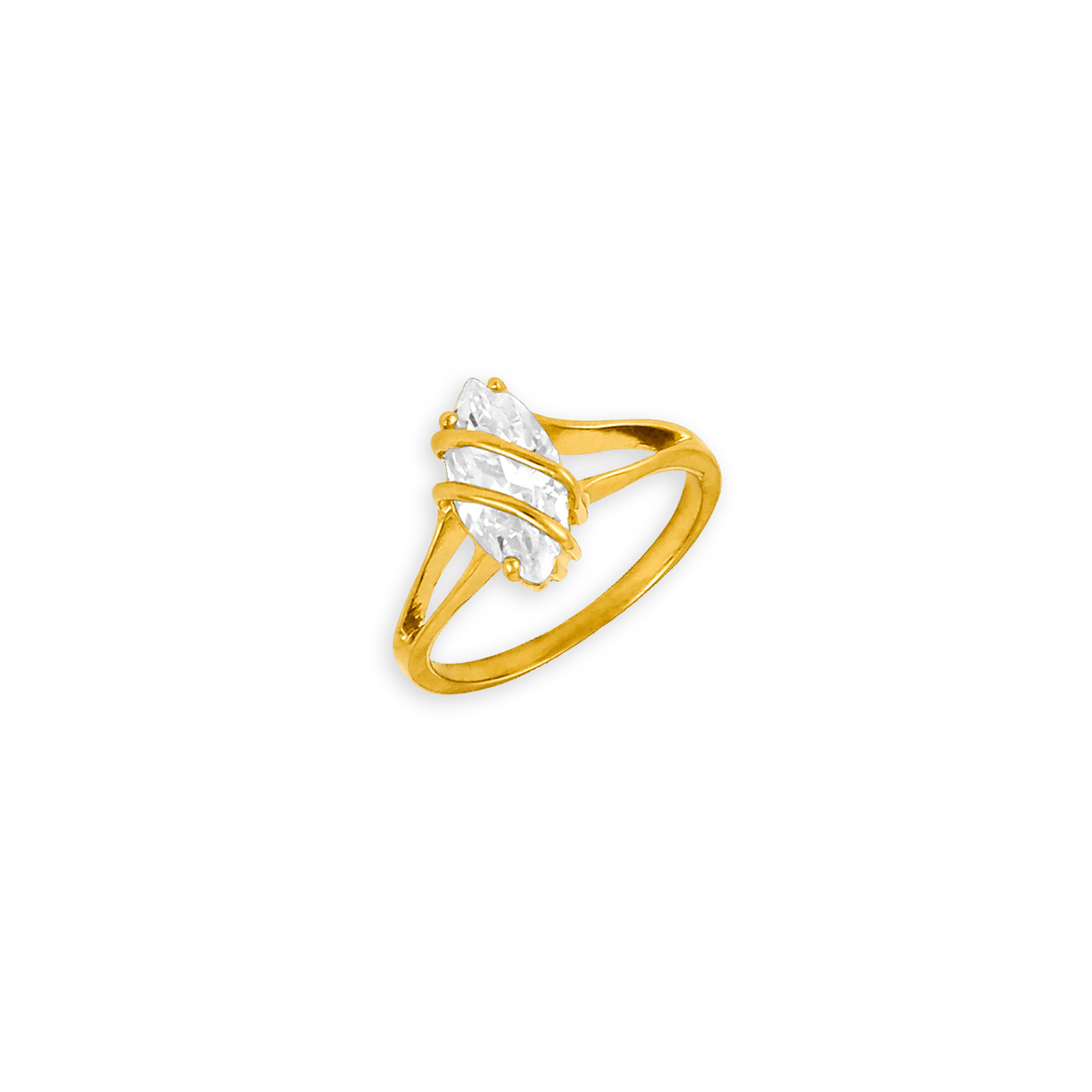Bague Plaqué Or Zirconium Navette