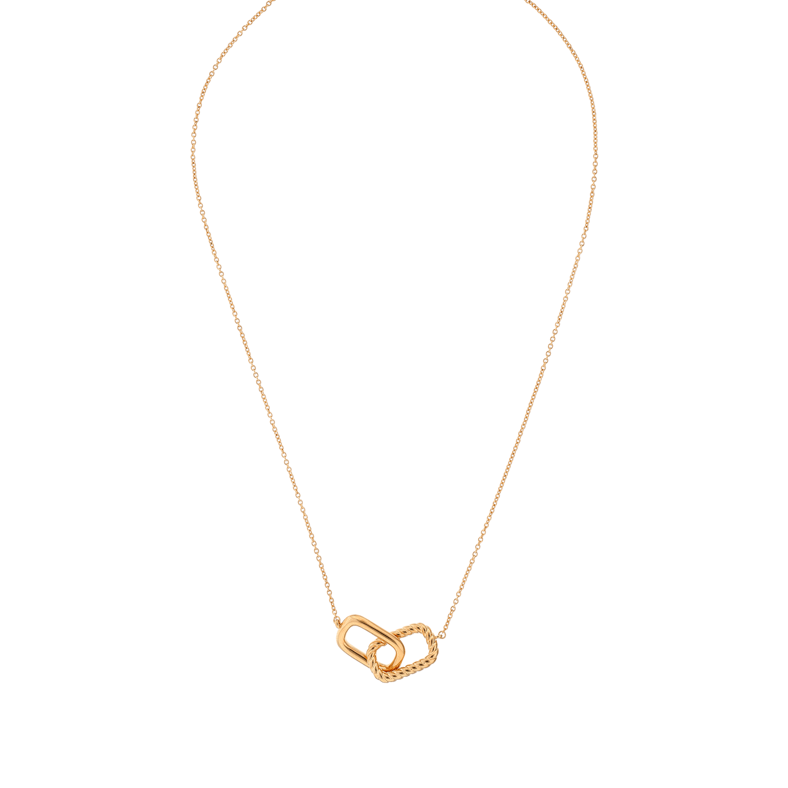 Collier Plaqué or double rectangles entrelacés