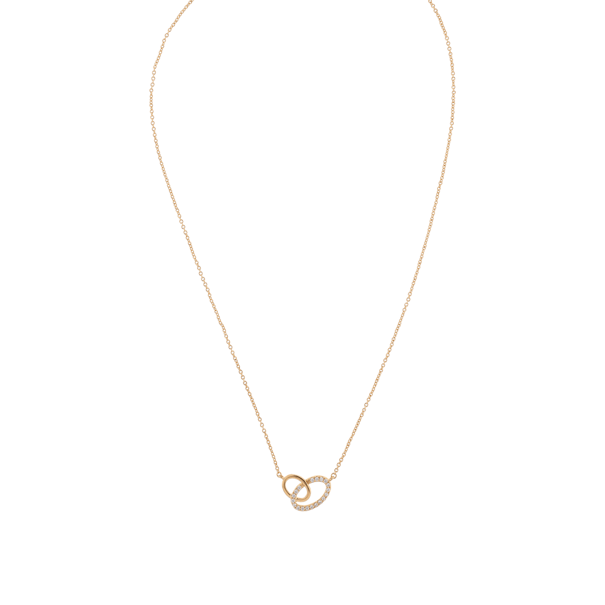 Collier Plaqué or deux ovales entremelés Oxydes blancs