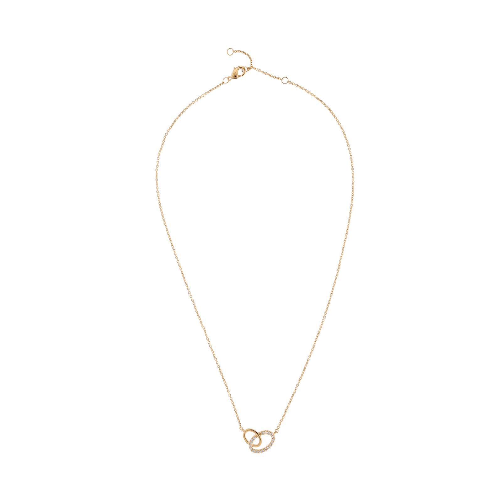 Collier Plaqué or deux ovales entremelés Oxydes blancs
