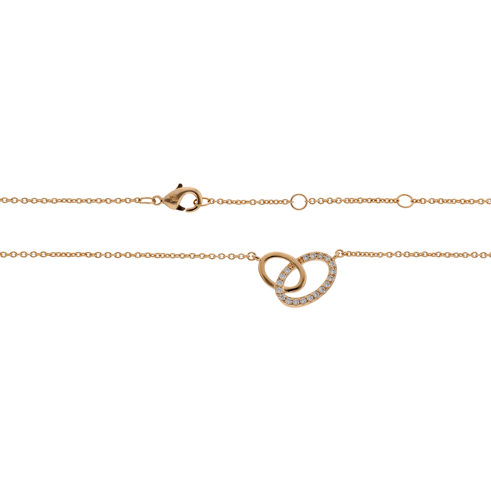 Collier Plaqué or deux ovales entremelés Oxydes blancs