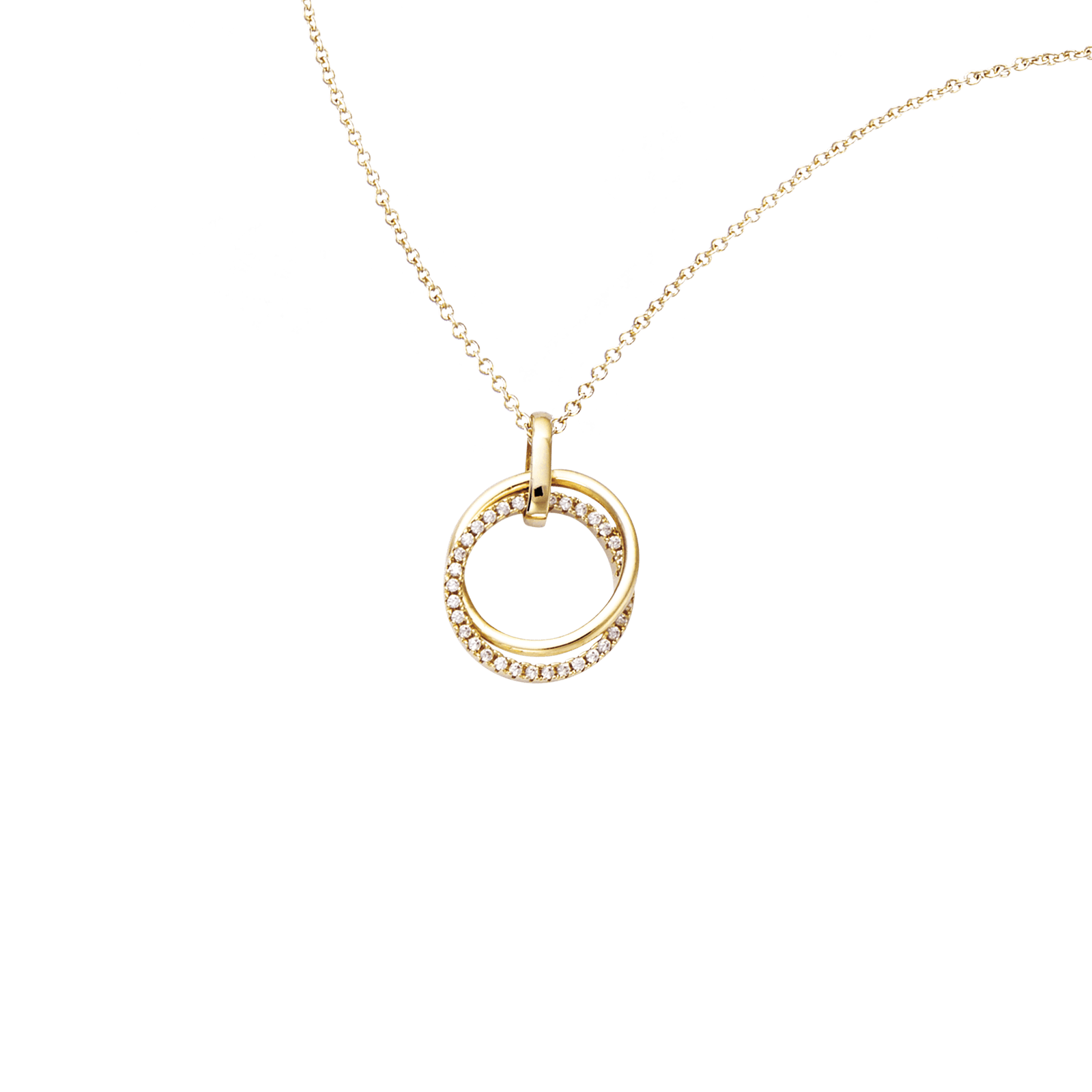 Collier Plaqué or double cercle lisse et scintillant oxydes blancs