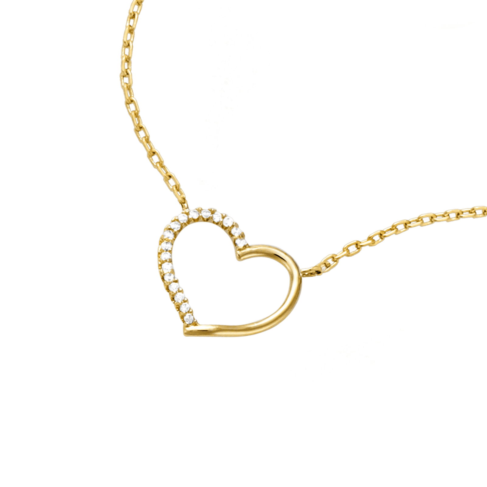 Collier Plaqué or forme coeur évidée Oxydes blancs