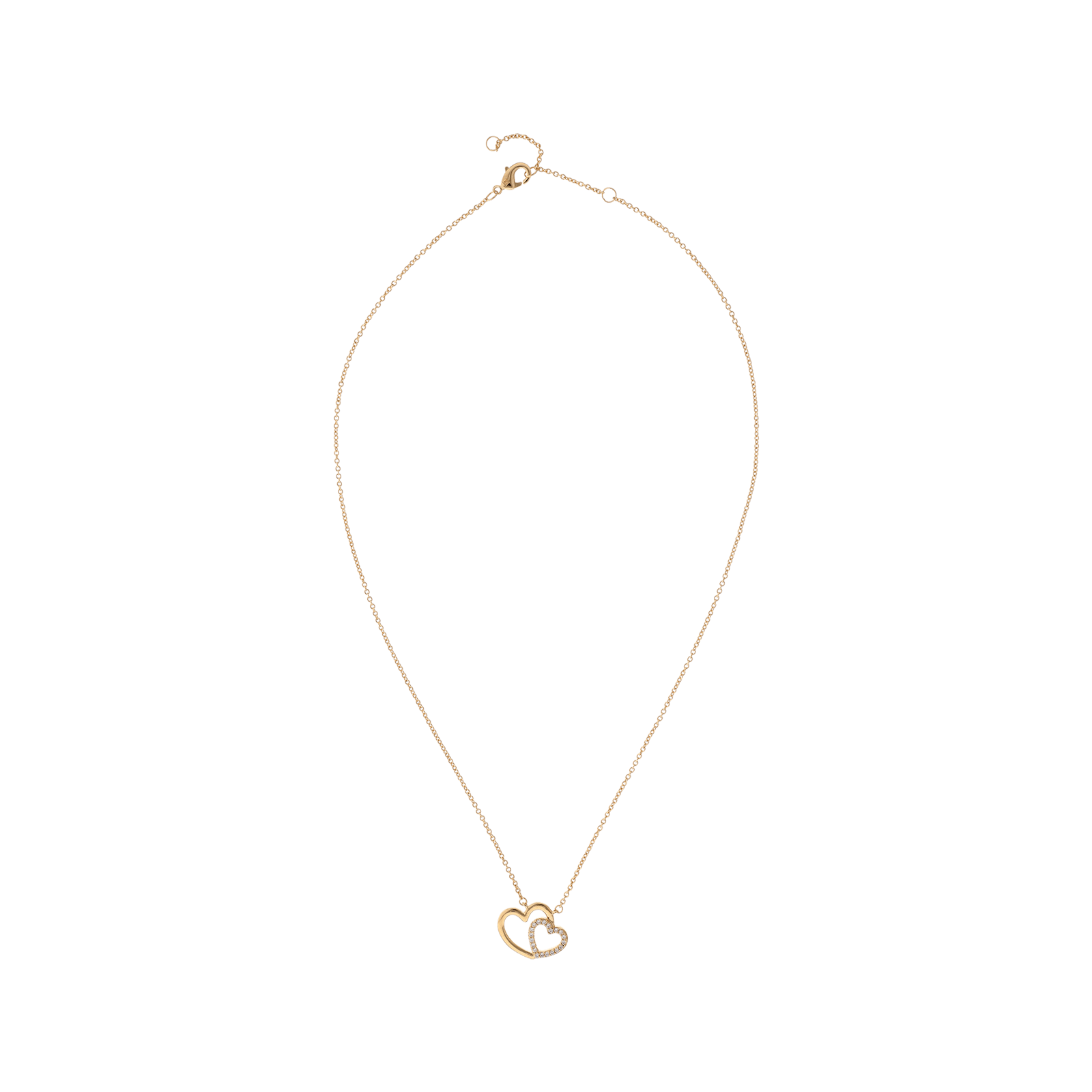 Collier Plaqué or double coeur croisé Oxydes blancs
