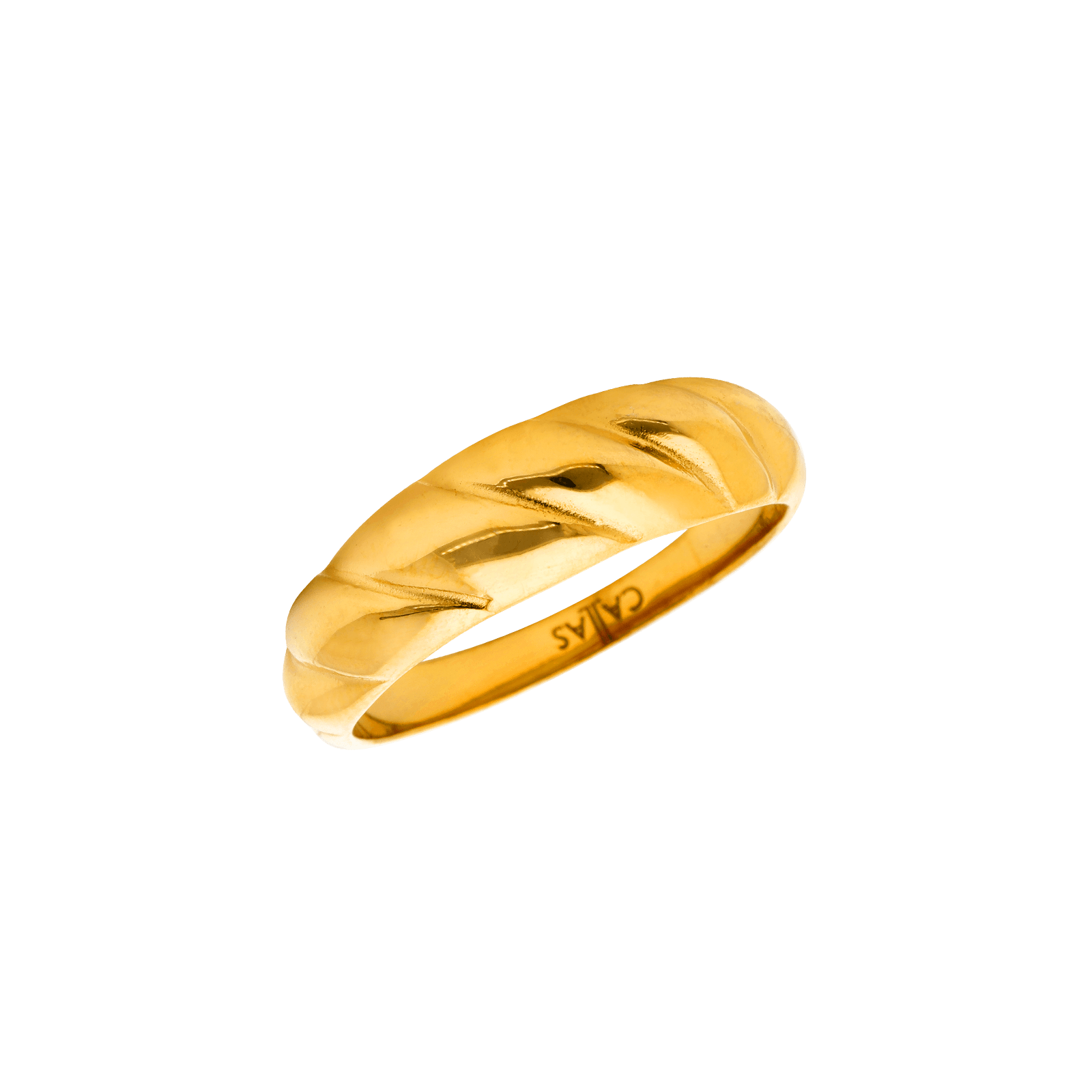 Bague Callas Acier doré centre motif Godronné