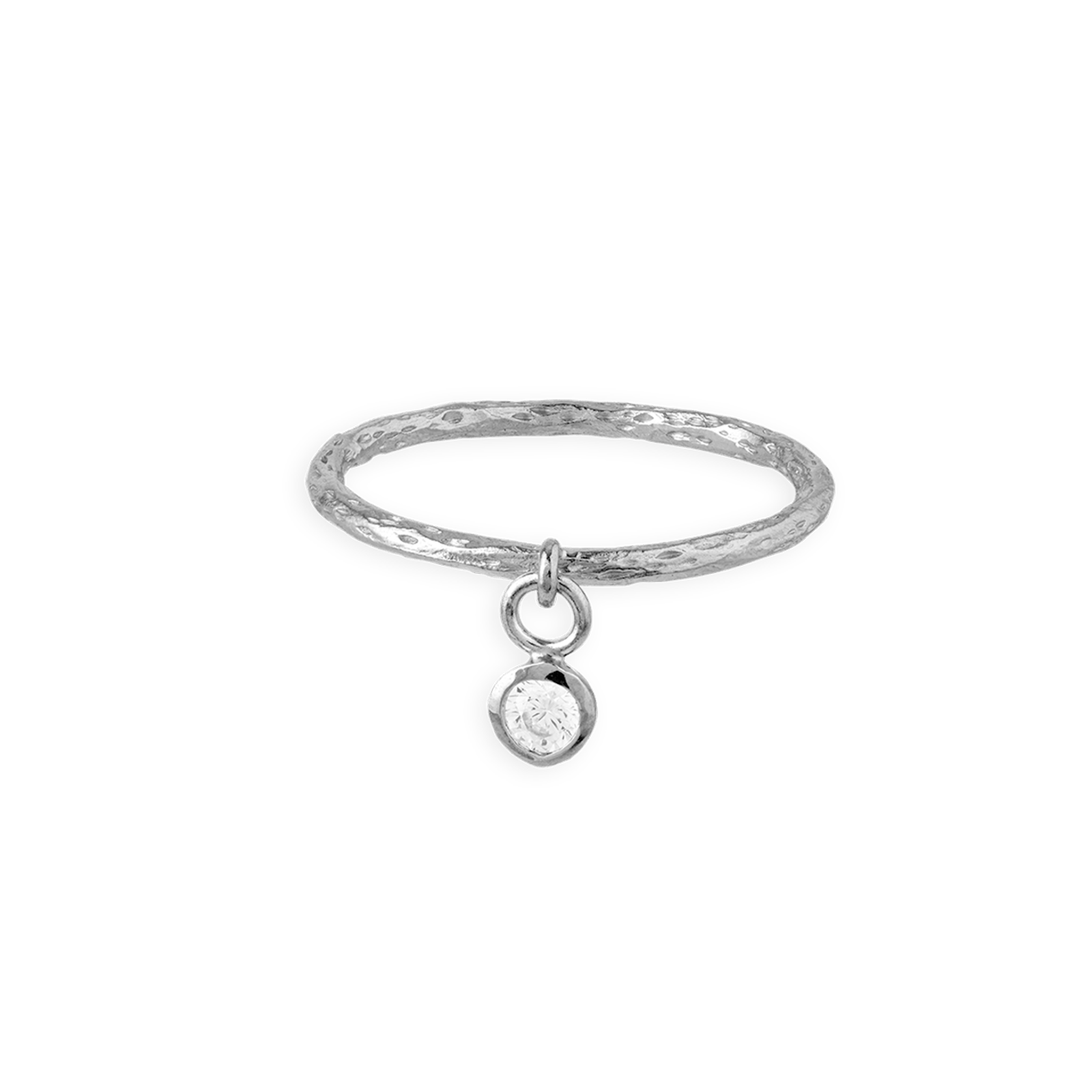 bague argent fil diamanté argent pampille oxyde de zirconium boule
