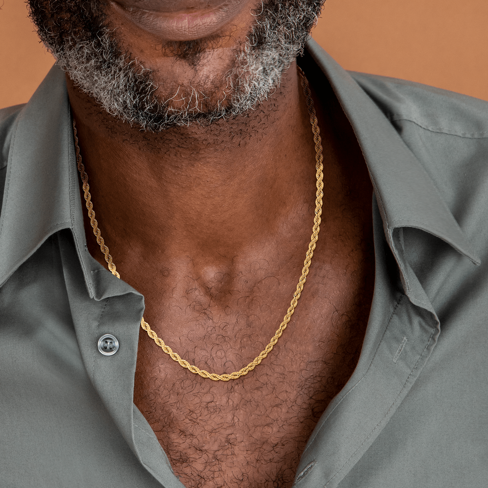 Collier or maille corde creuse