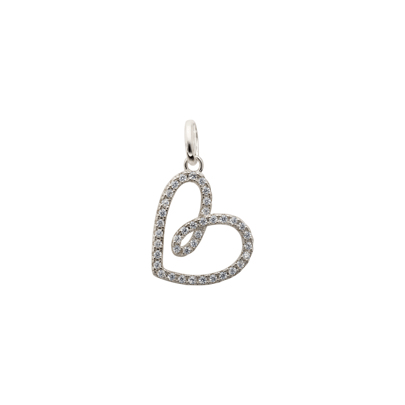Pendentif Argent Rond coeur évidé Oxydes blancs