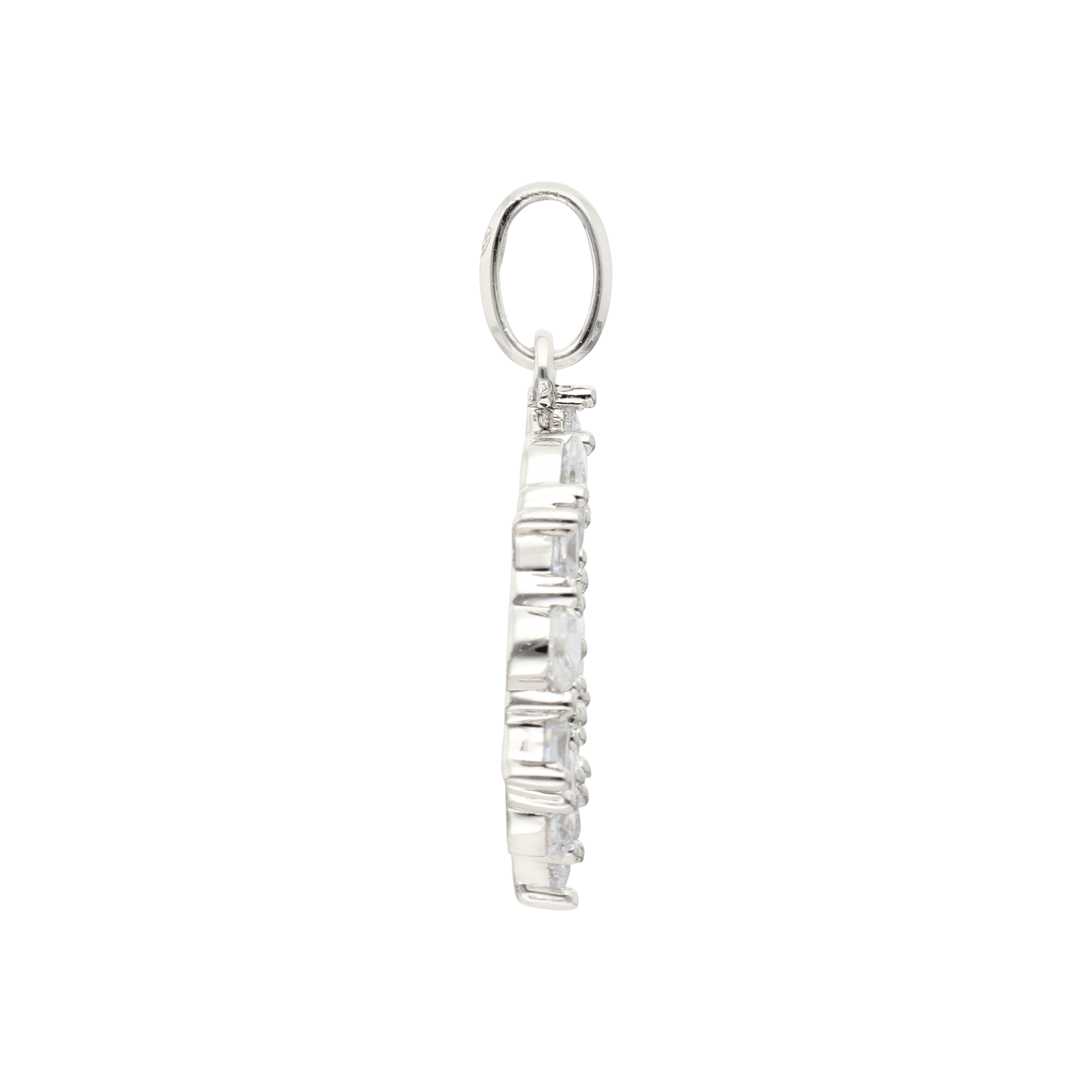 Pendentif Argent Rond cercle évidé Oxydes blancs serti griffes