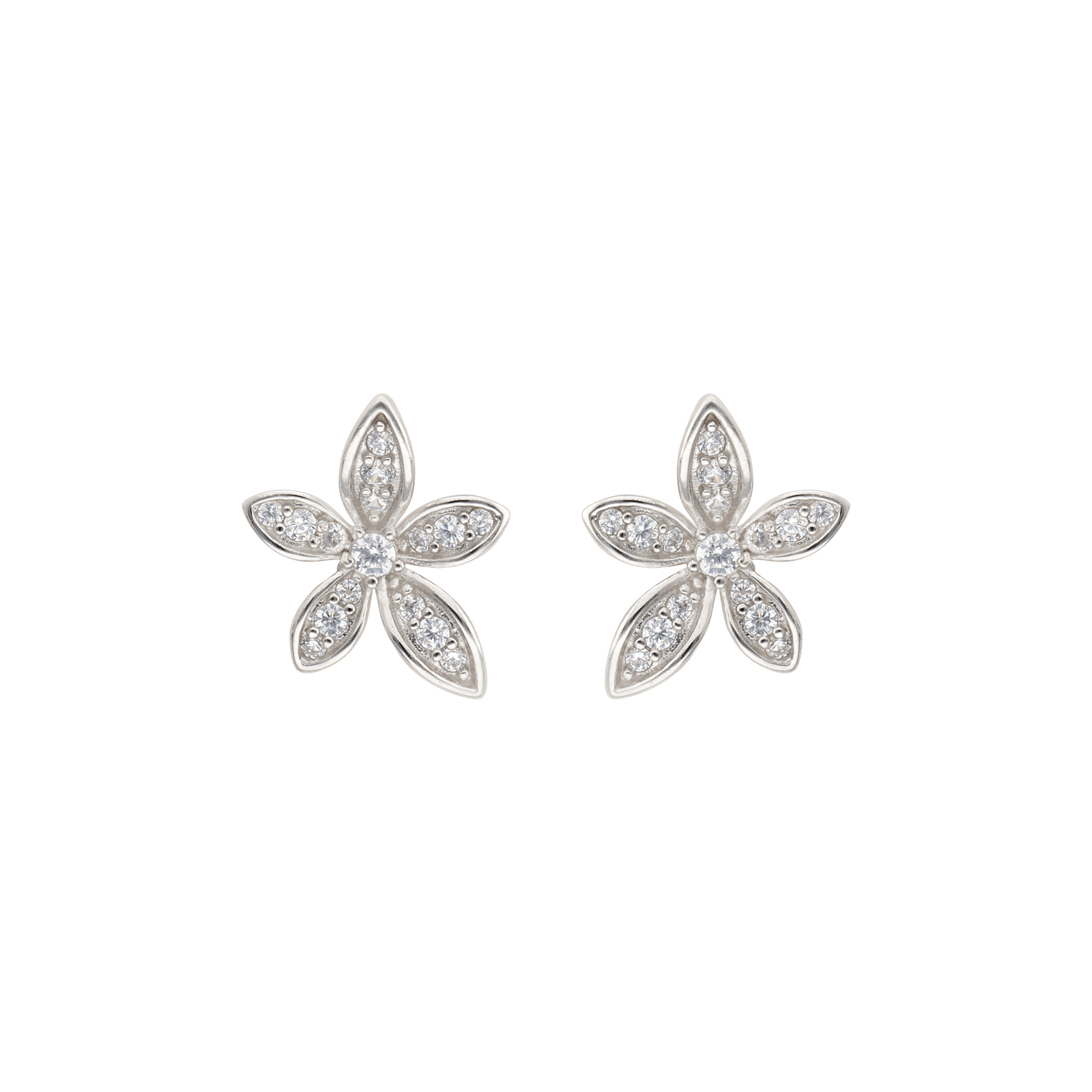 Pendentif Argent Rond fleur Oxydes blancs
