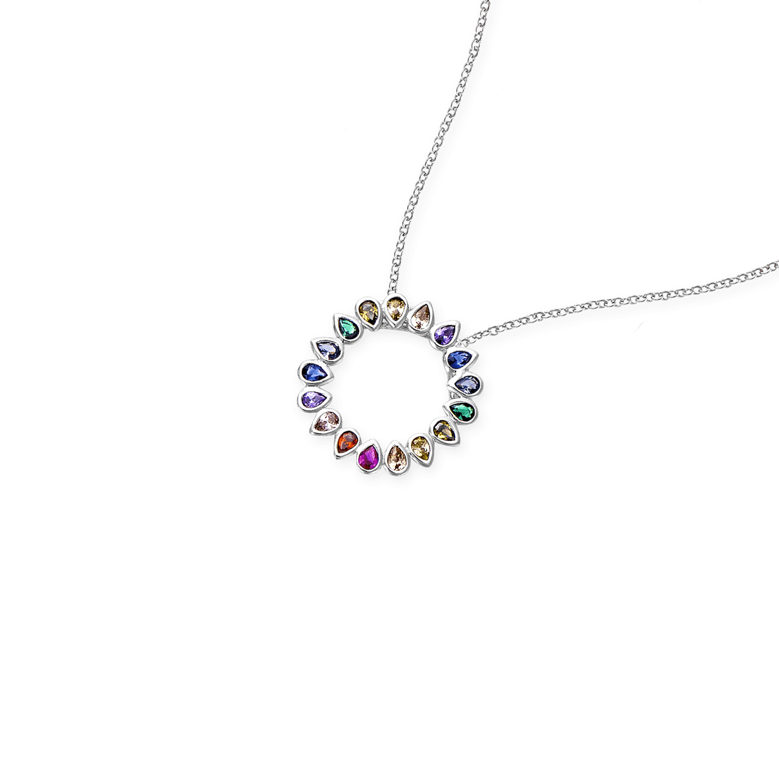 pendentif argent argent rond cercle rainbow