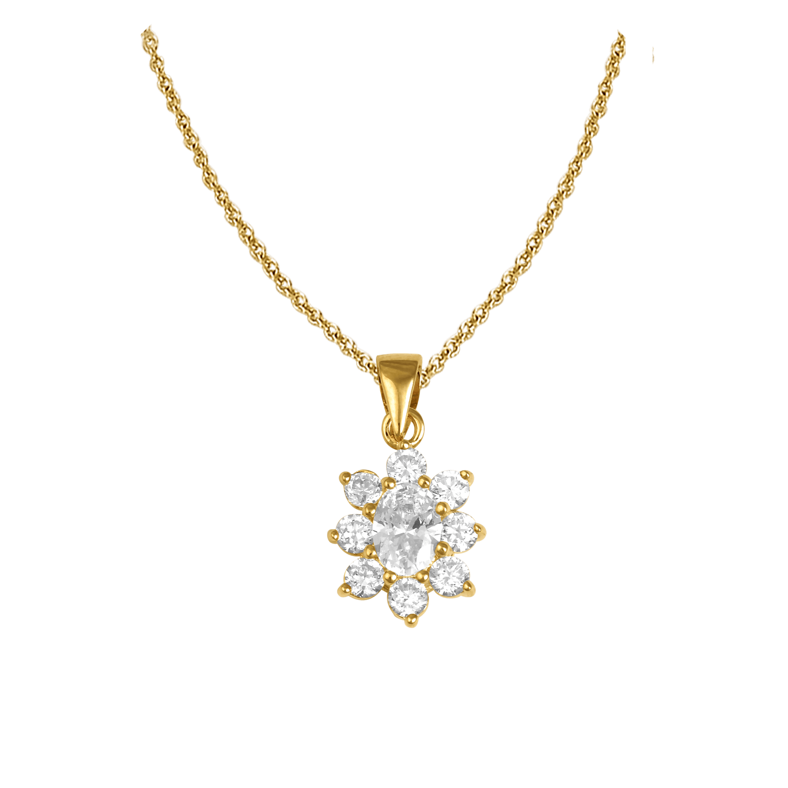 Pendentif Plaqué or fleur Oxydes blancs