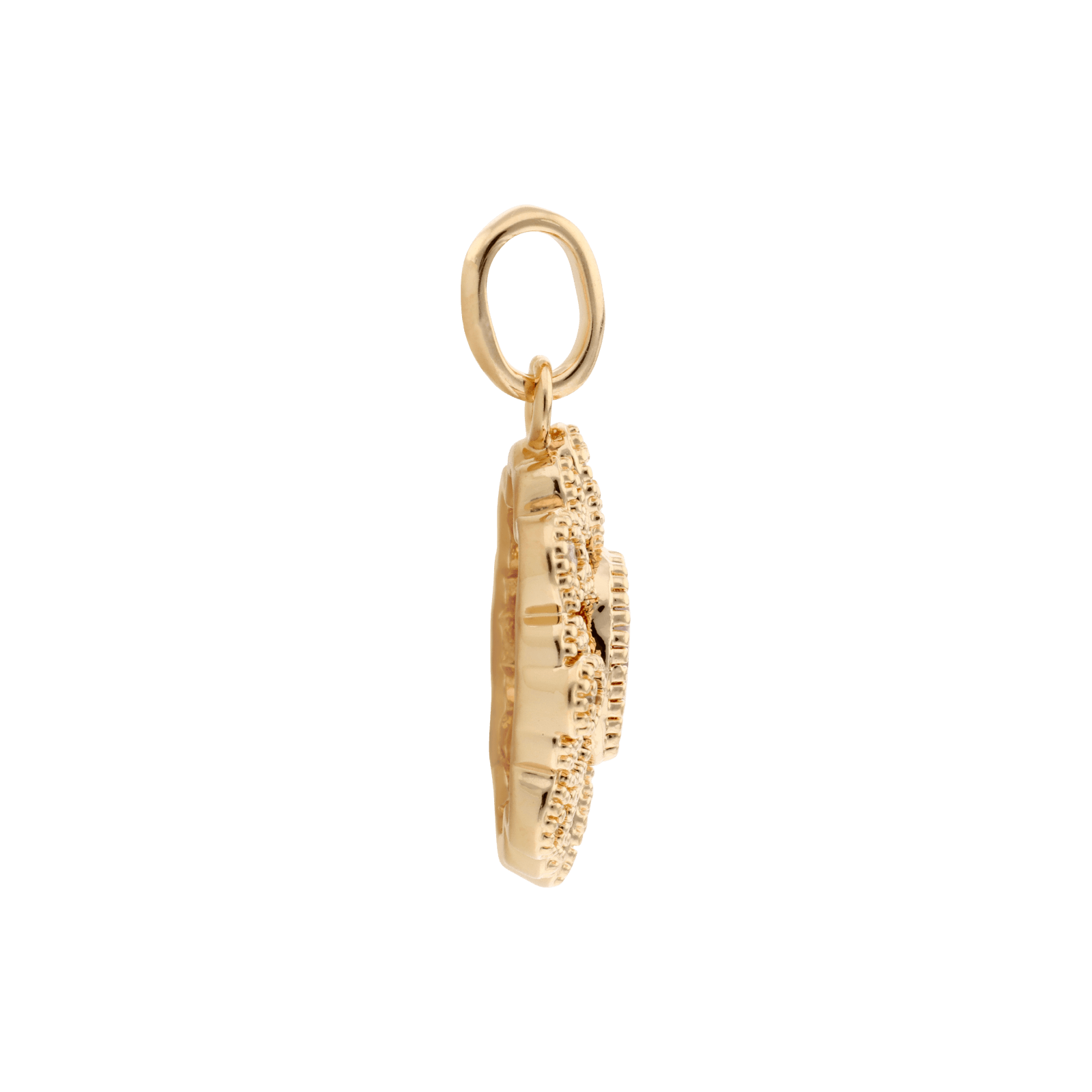 Pendentif Plaqué or fleur vintage Smoky rose plus Oxydes blancs